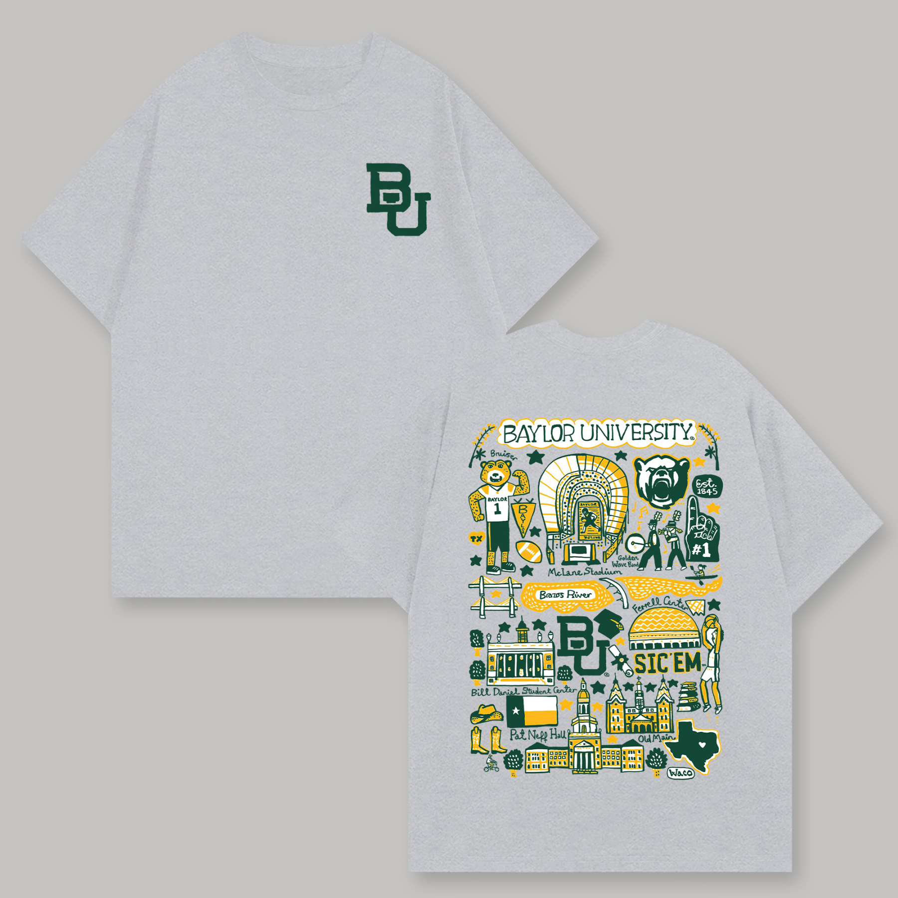 Baylor University Printed Oversized Unisex T-shirts Image - 5