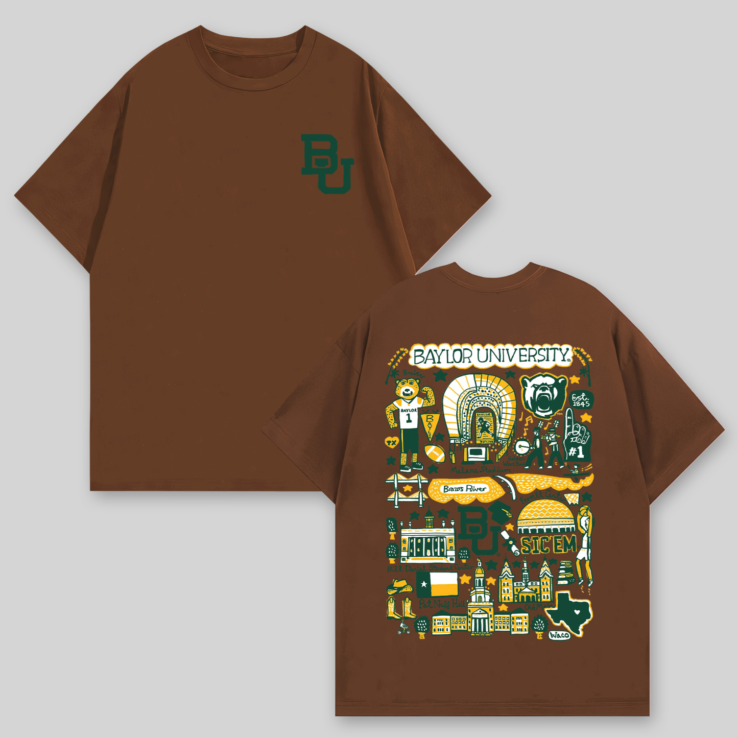 Baylor University Printed Oversized Unisex T-shirts Image - 7