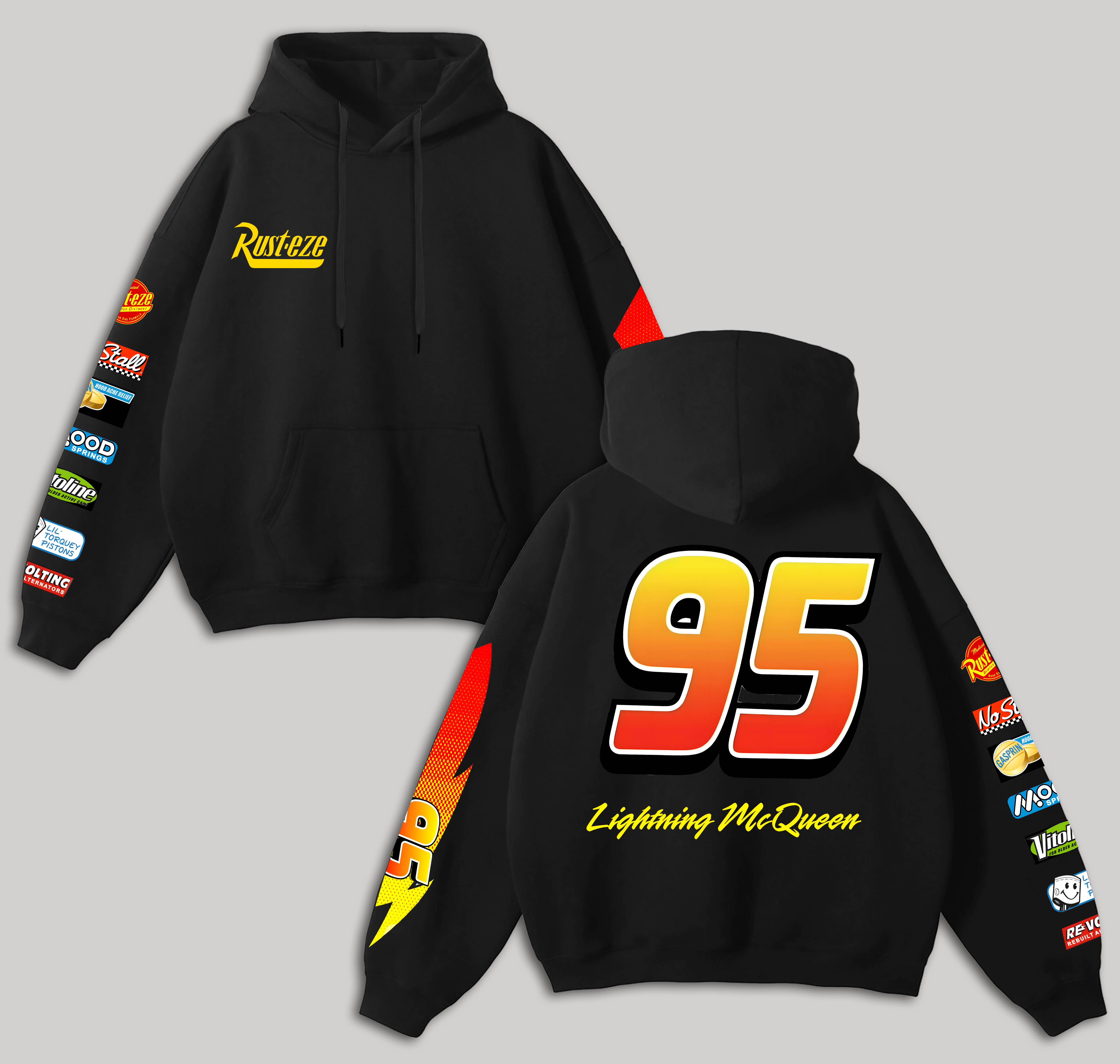 Lightning McQueen Printed Fleece-lined Unisex Hoodie Image - 2
