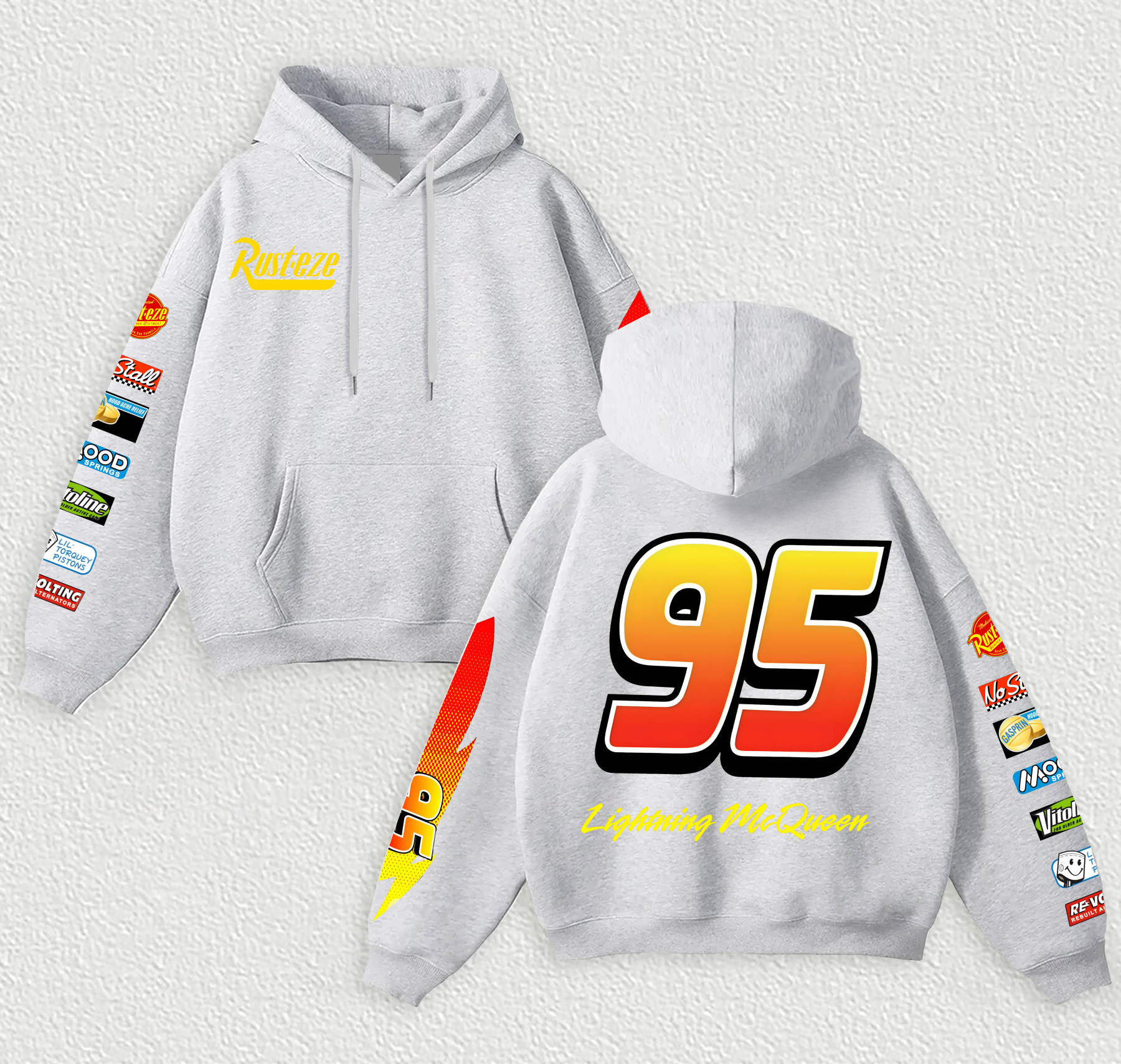 Lightning McQueen Printed Fleece-lined Unisex Hoodie Image - 4