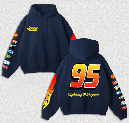 Lightning McQueen Printed Fleece-lined Unisex Hoodie Image - 6