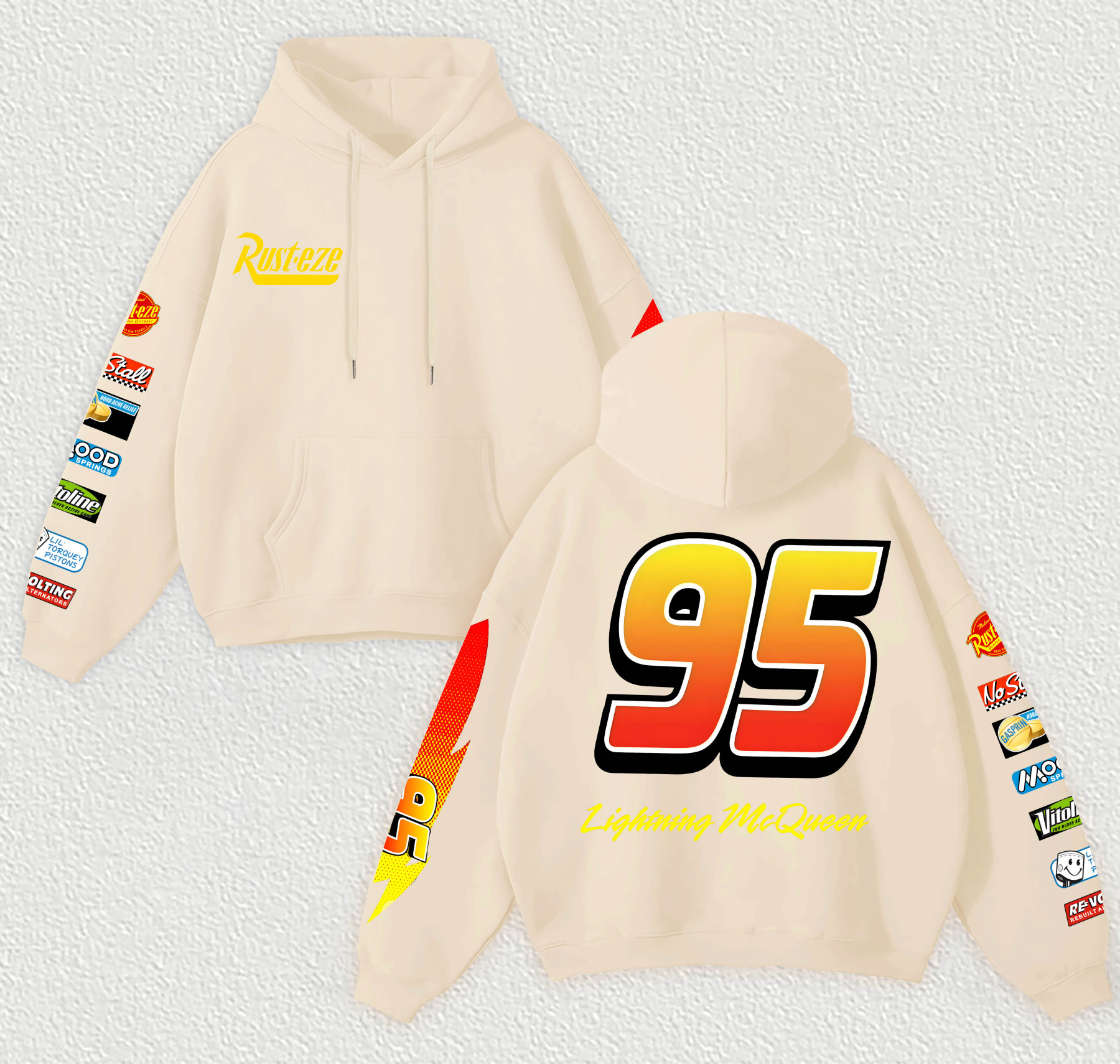 Lightning McQueen Printed Fleece-lined Unisex Hoodie Image - 5