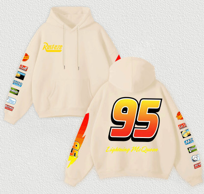 Lightning McQueen Printed Fleece-lined Unisex Hoodie Image - 5