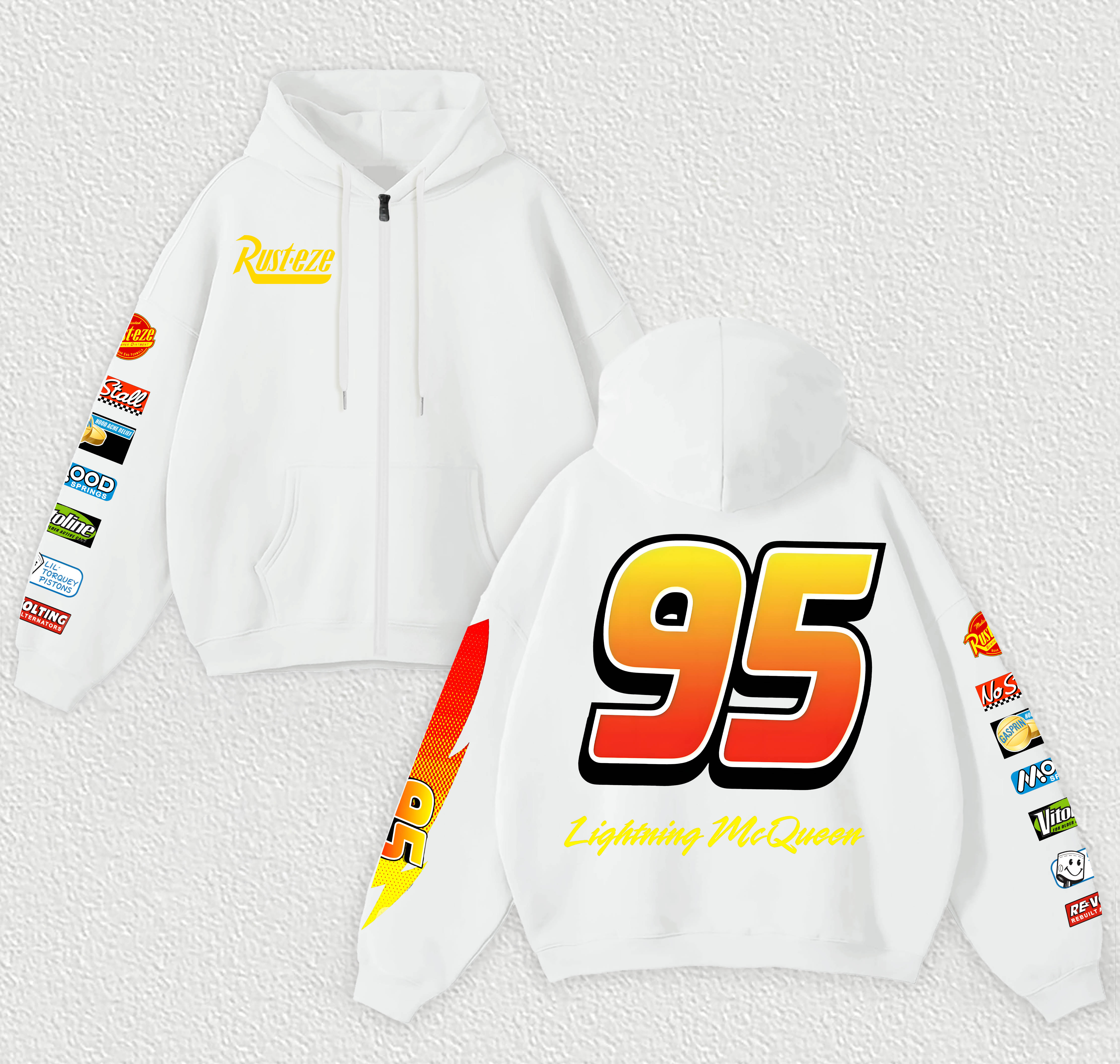 Lightning McQueen 95 Printed Unisex Zipper Hoodie Image - 3