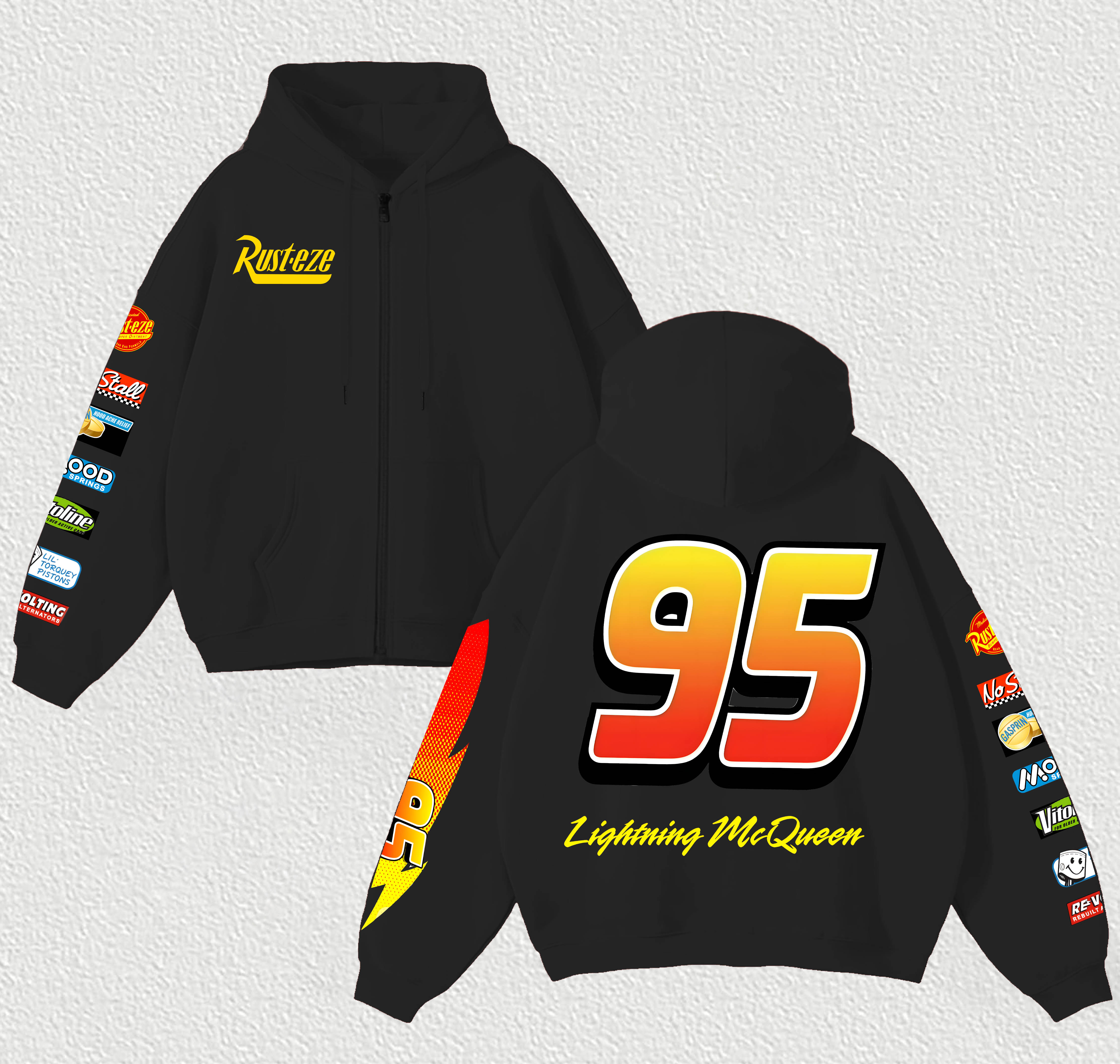 Lightning McQueen 95 Printed Unisex Zipper Hoodie Image - 2
