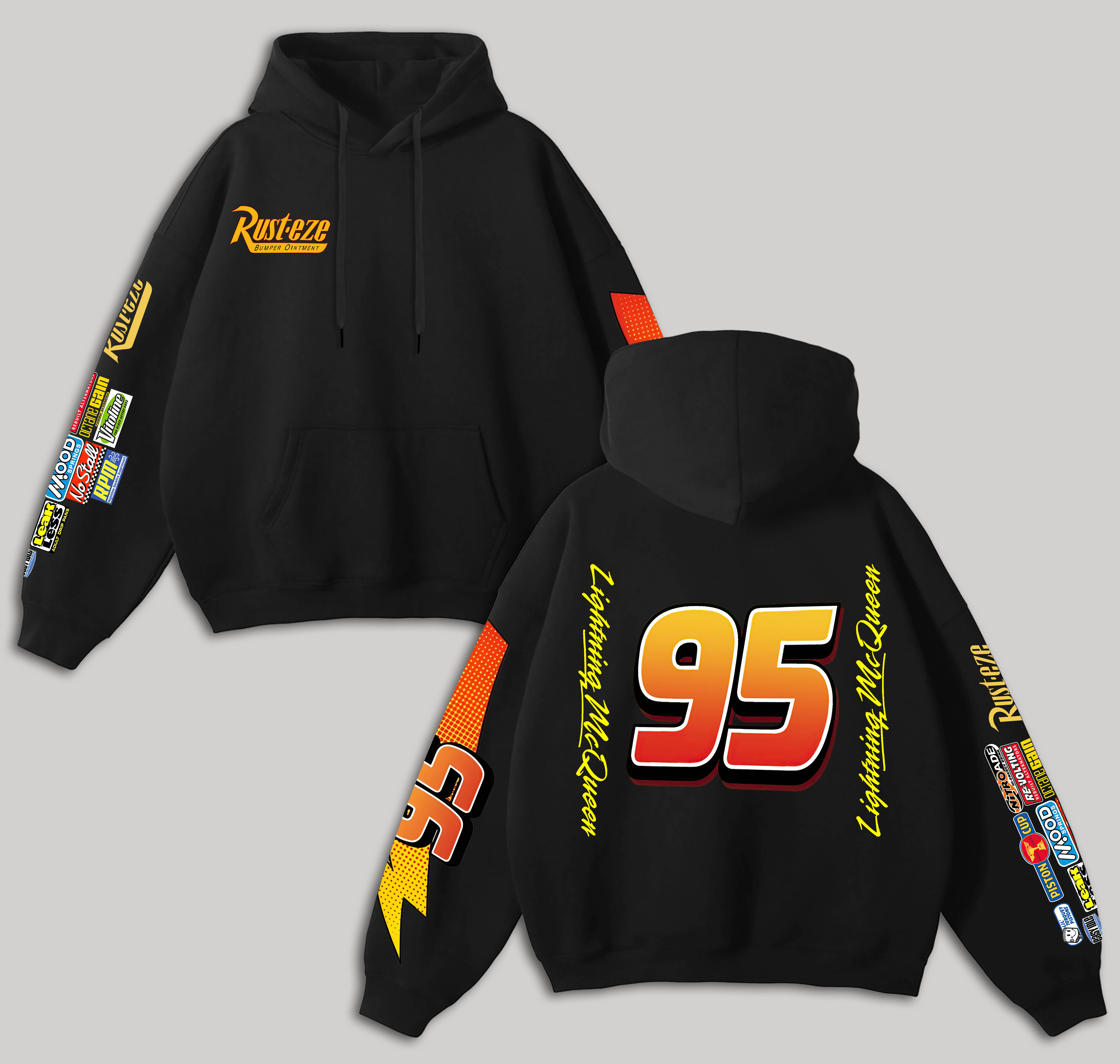 Lightning McQueen 95 Printed Fleece-lined Unisex Hoodie Image - 4