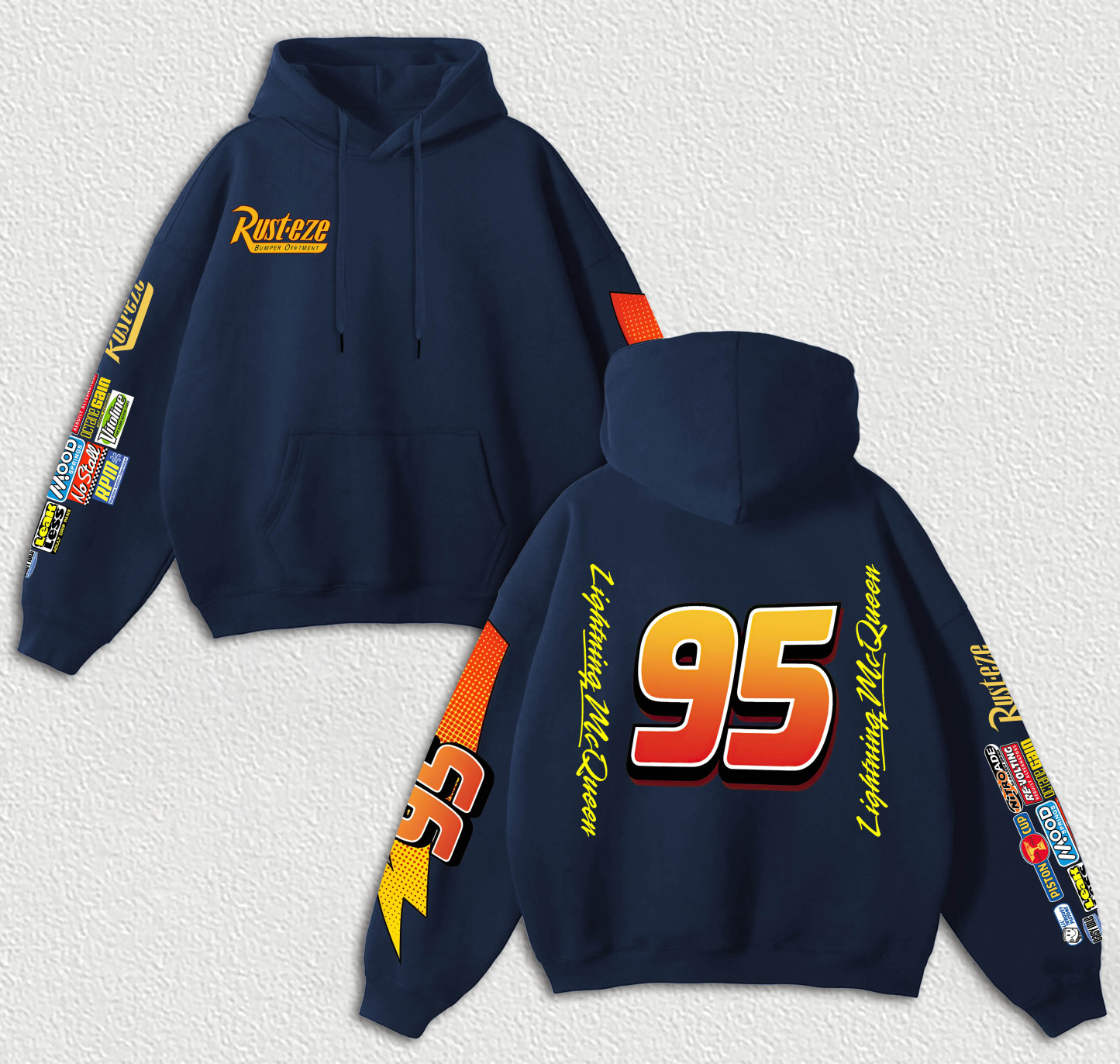 Lightning McQueen 95 Printed Fleece-lined Unisex Hoodie Image - 8