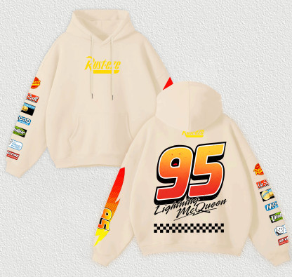 Lightning McQueen Printed Fleece-lined Unisex Hoodie Image - 6