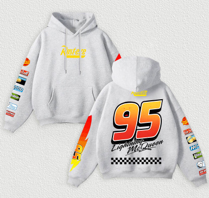 Lightning McQueen Printed Fleece-lined Unisex Hoodie Image - 5