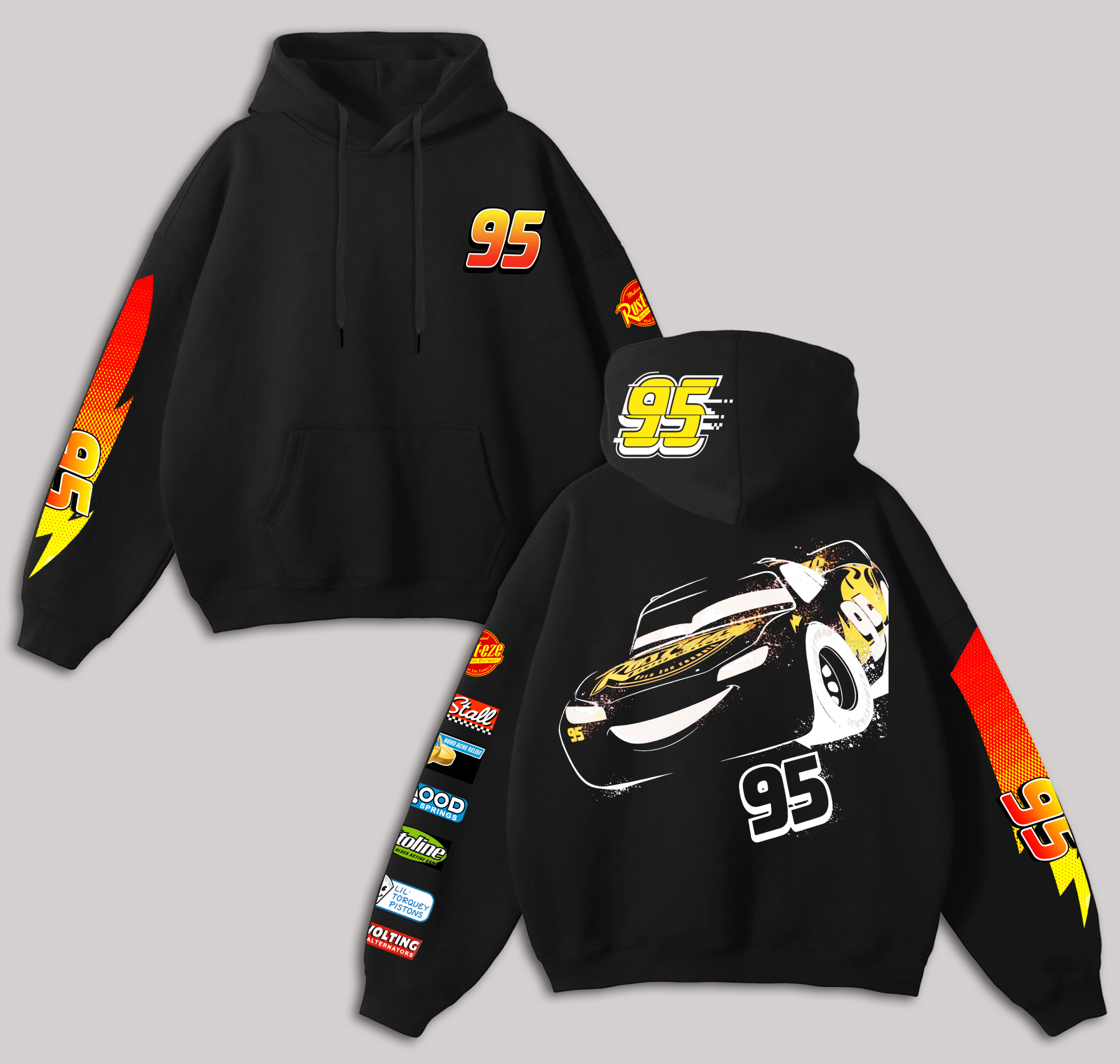 Lightning McQueen Printed Fleece-lined Unisex Hoodie Image - 3
