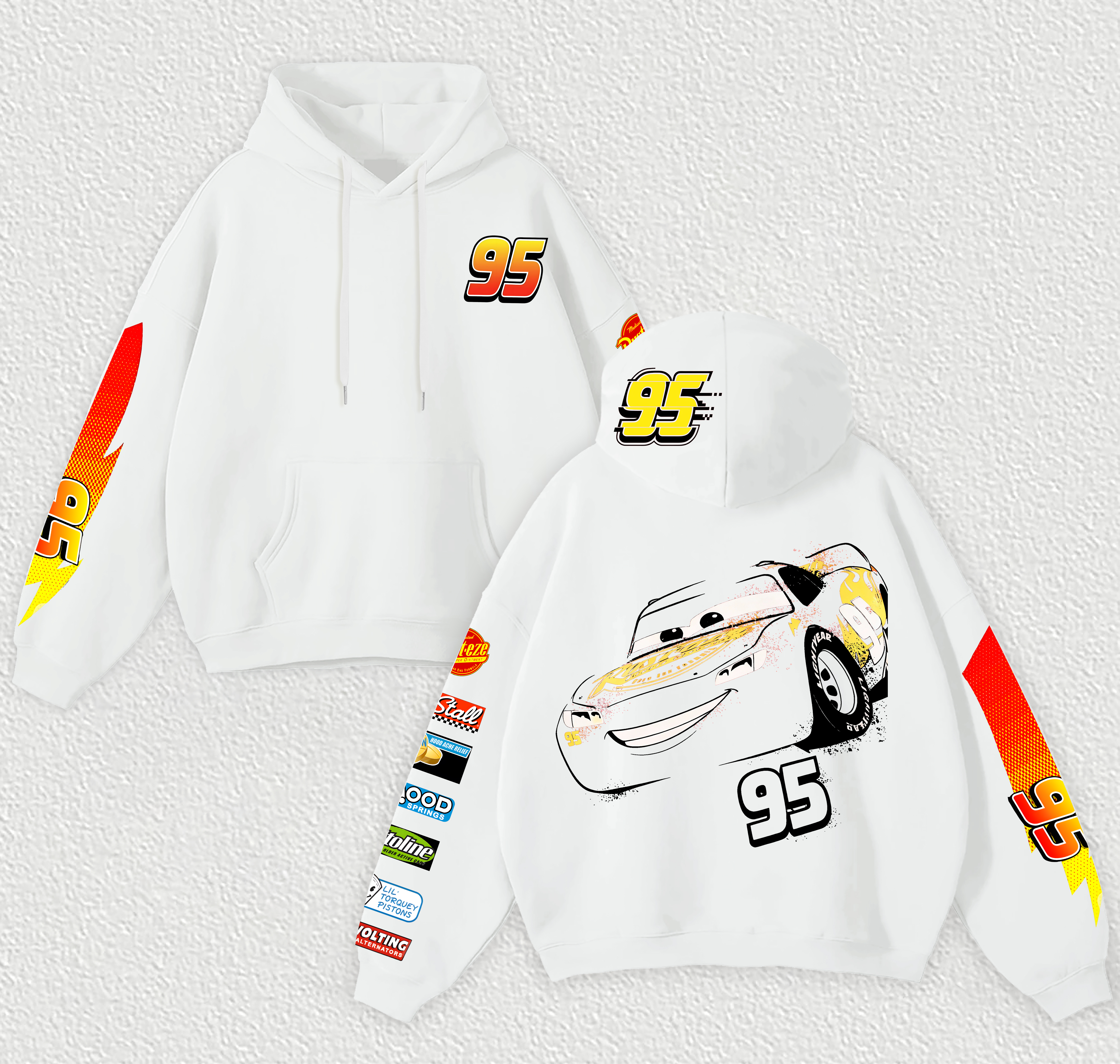 Lightning McQueen Printed Fleece-lined Unisex Hoodie Image - 4