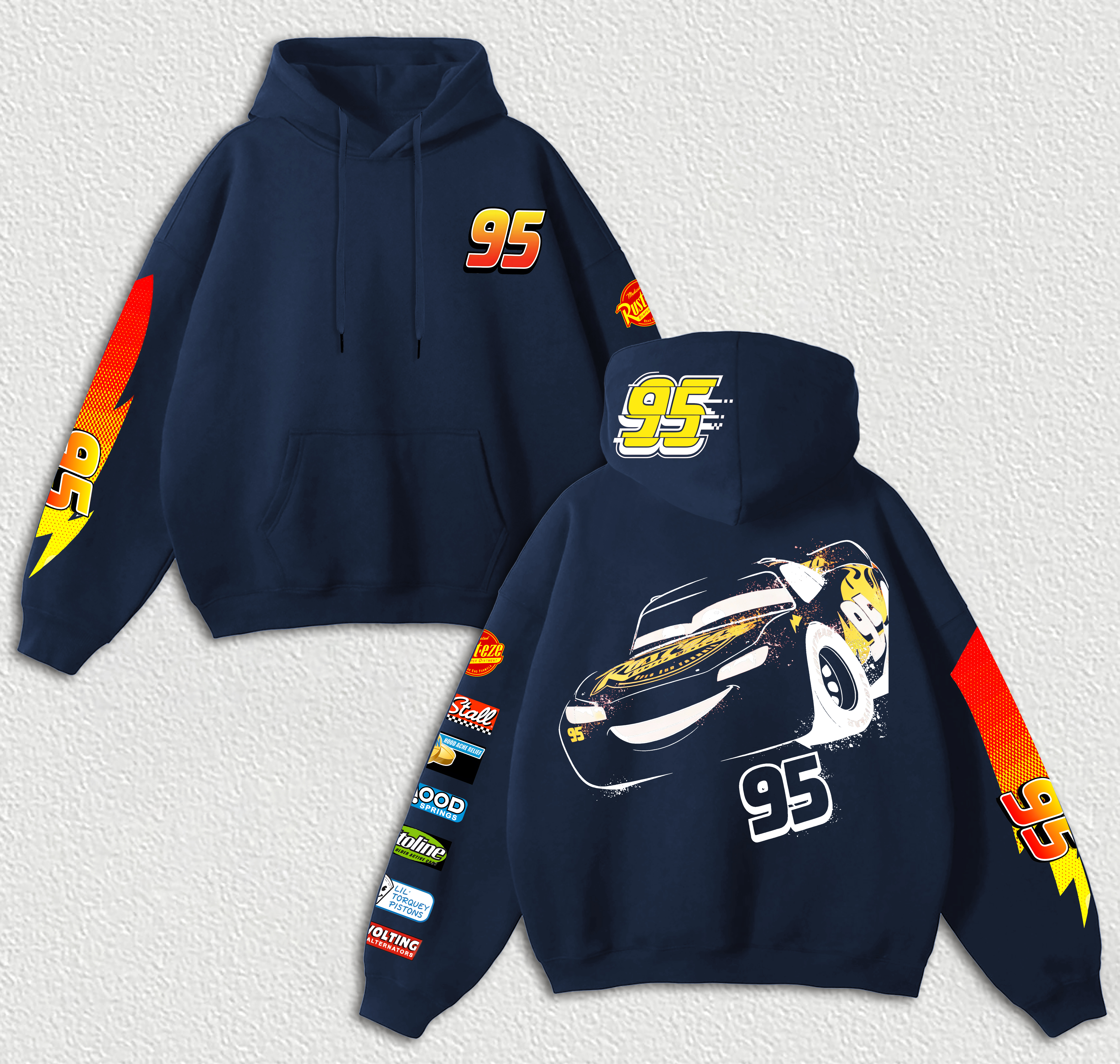 Lightning McQueen Printed Fleece-lined Unisex Hoodie Image - 6