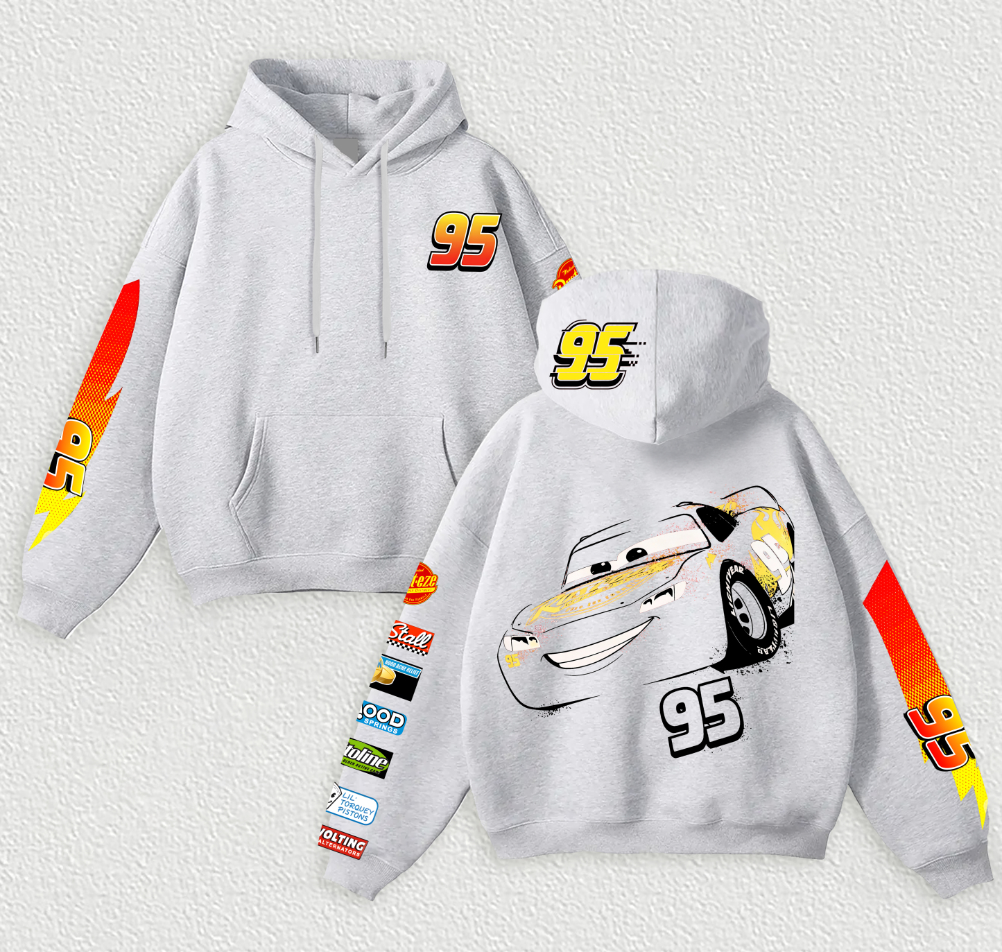 Lightning McQueen Printed Fleece-lined Unisex Hoodie Image - 7