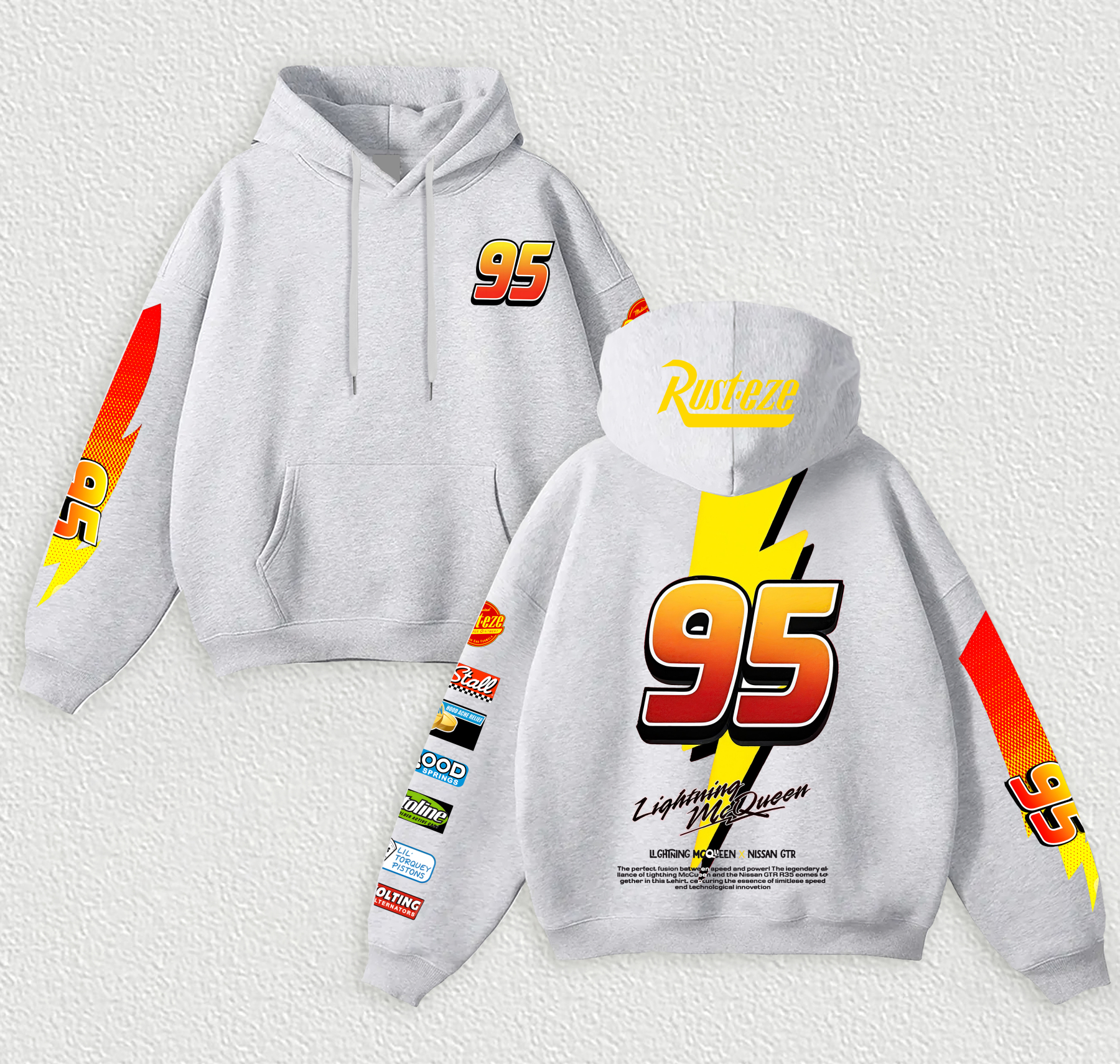 Lightning McQueen Printed Fleece-lined Unisex Hoodie Image - 5