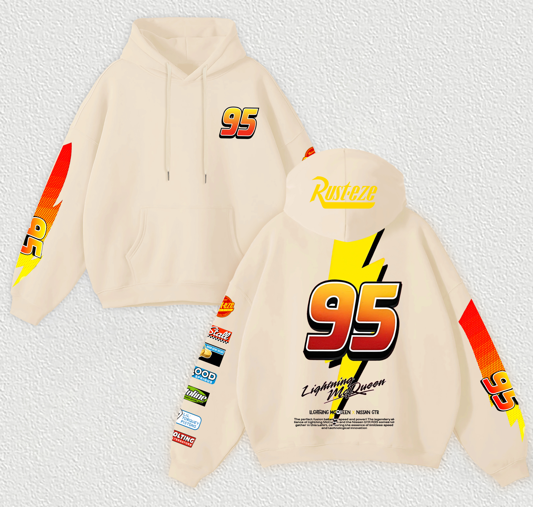 Lightning McQueen Printed Fleece-lined Unisex Hoodie Image - 6