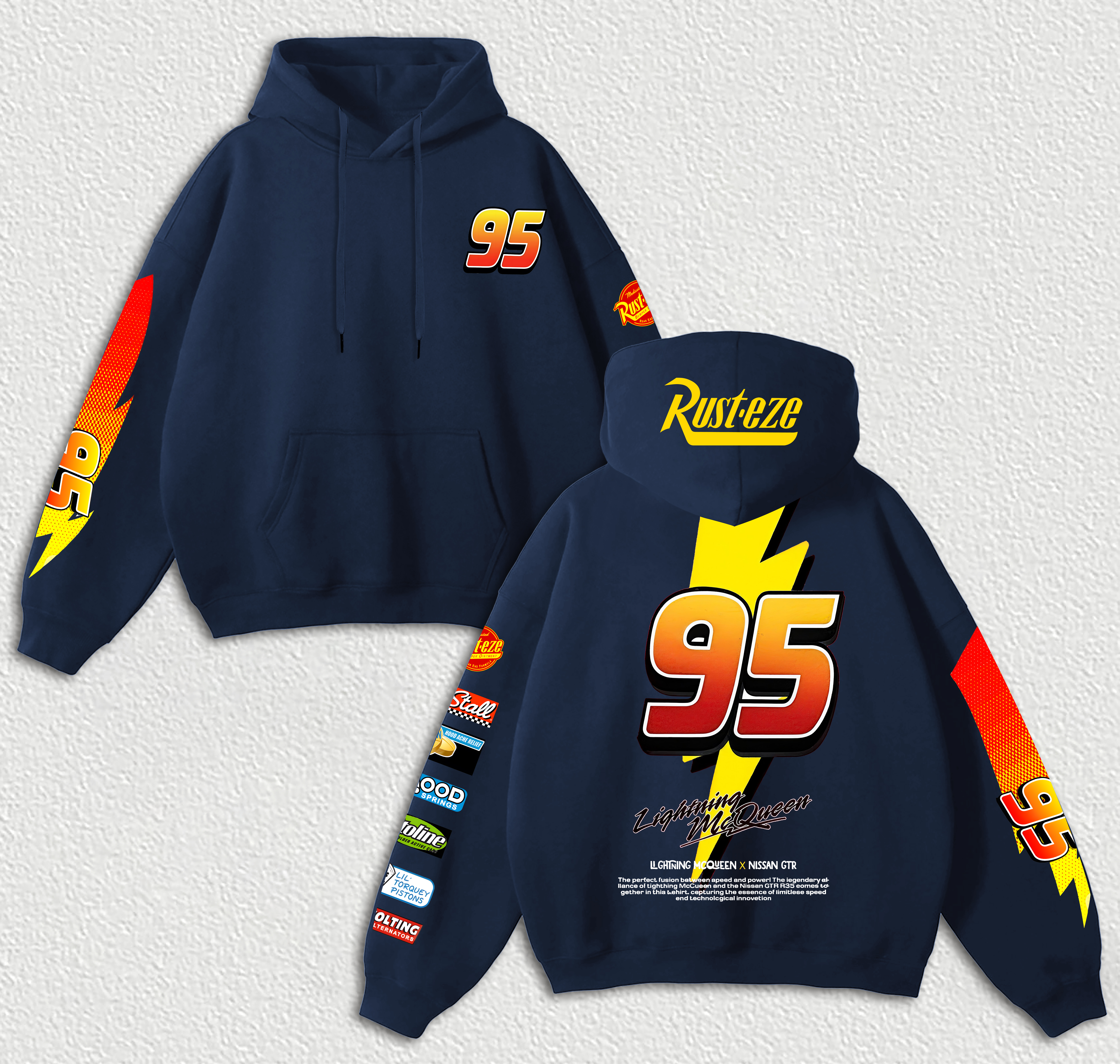 Lightning McQueen Printed Fleece-lined Unisex Hoodie Image - 7