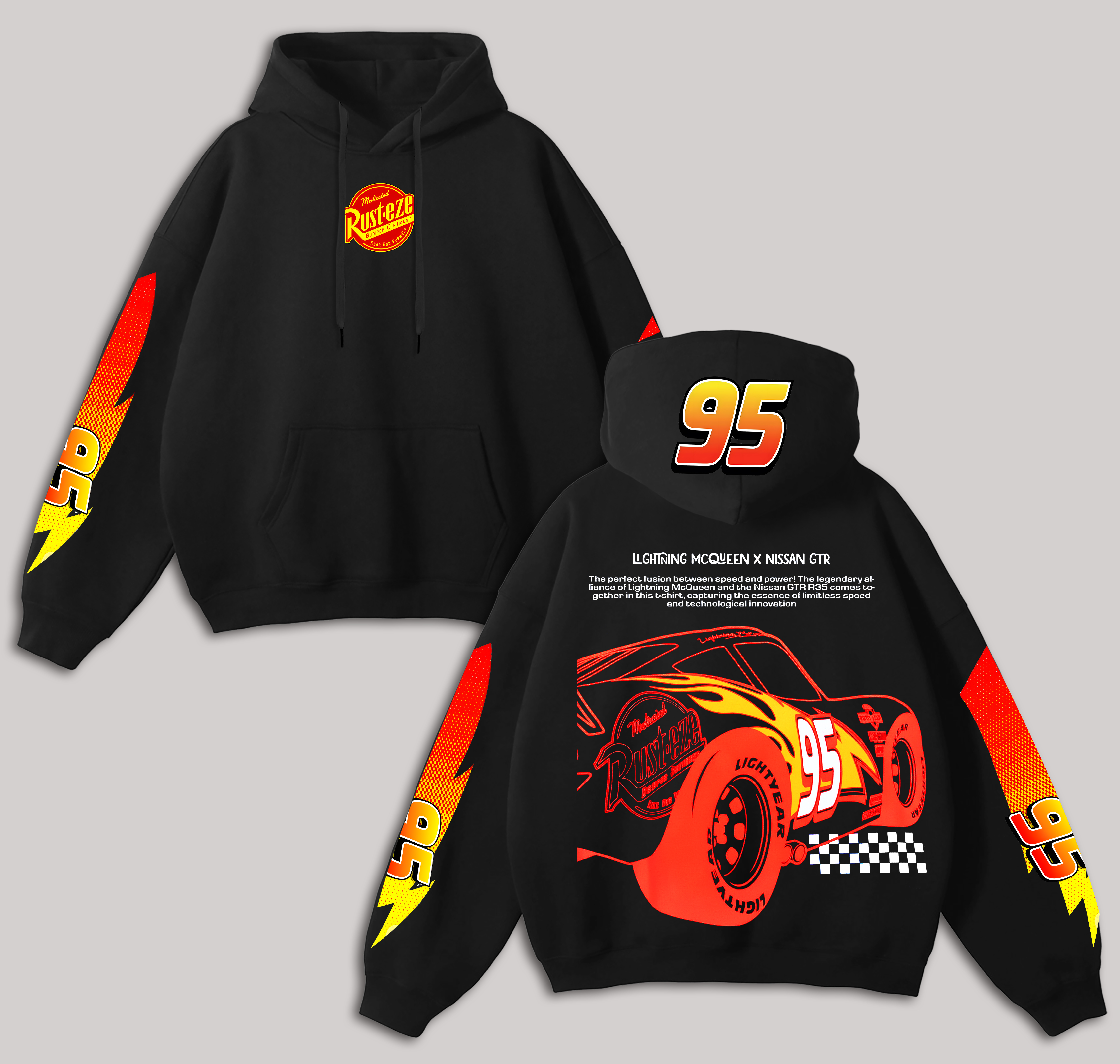 Lightning McQueen Printed Fleece-lined Unisex Hoodie Image - 3