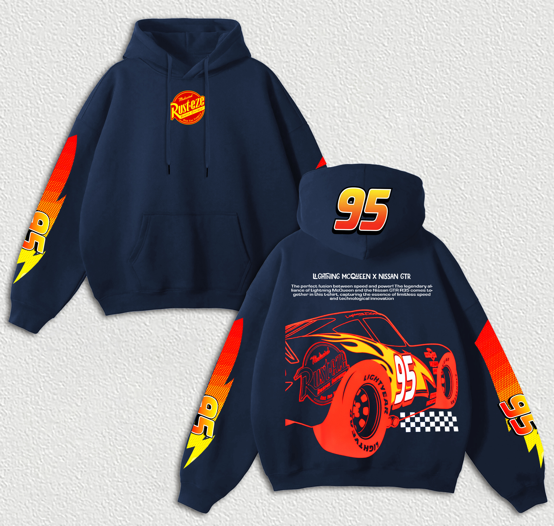 Lightning McQueen Printed Fleece-lined Unisex Hoodie Image - 4