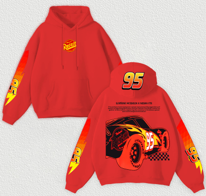 Lightning McQueen Printed Fleece-lined Unisex Hoodie Image - 6