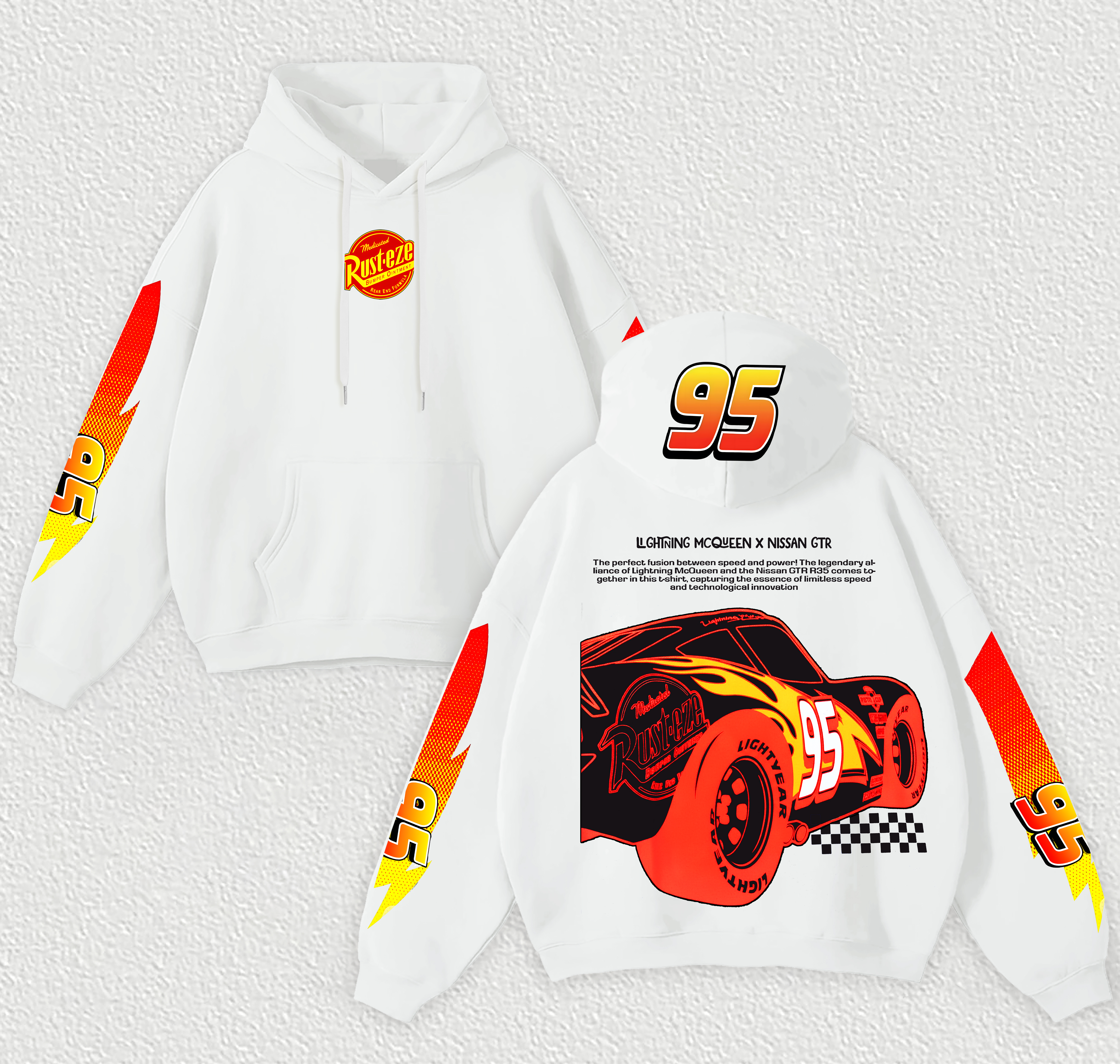 Lightning McQueen Printed Fleece-lined Unisex Hoodie Image - 5