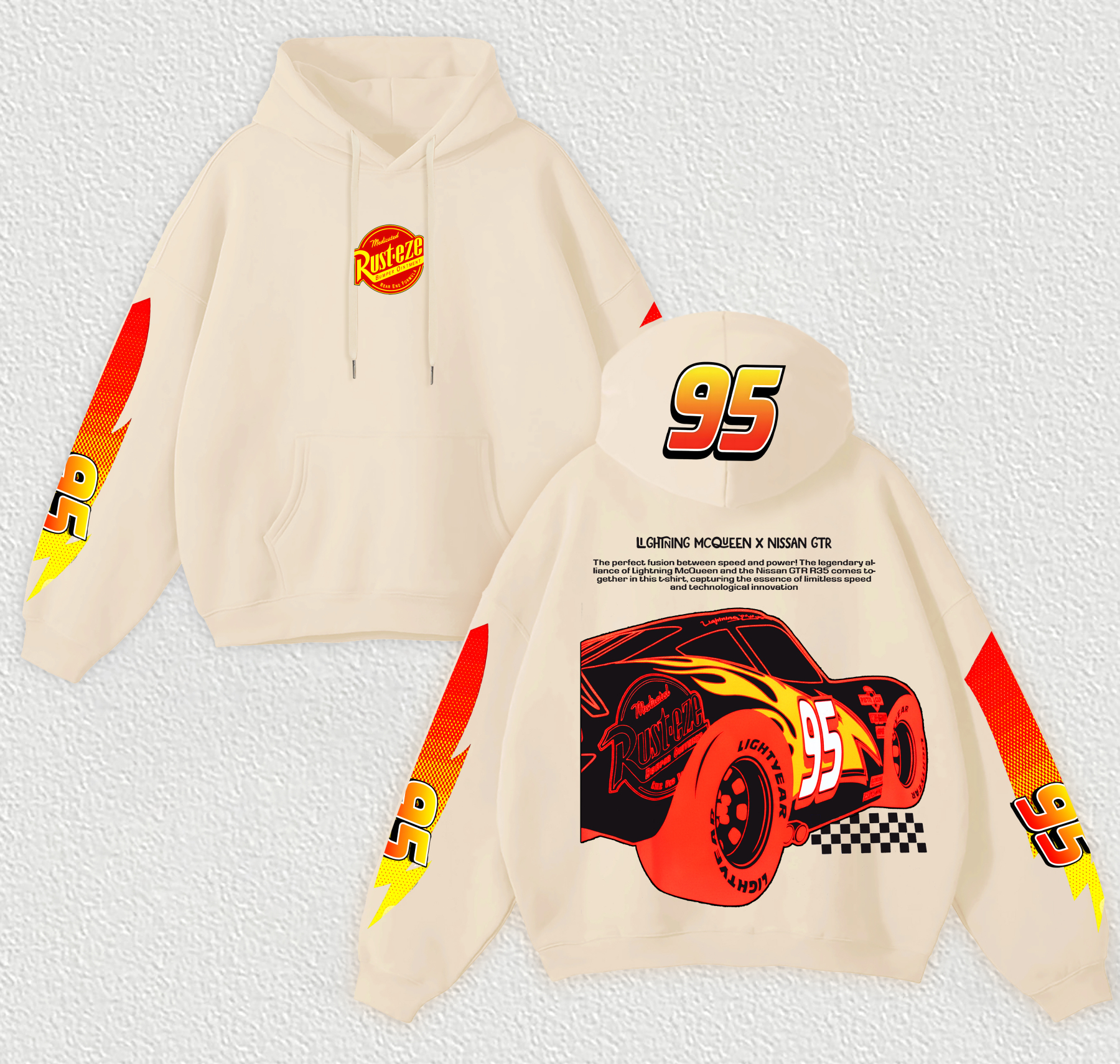 Lightning McQueen Printed Fleece-lined Unisex Hoodie Image - 7