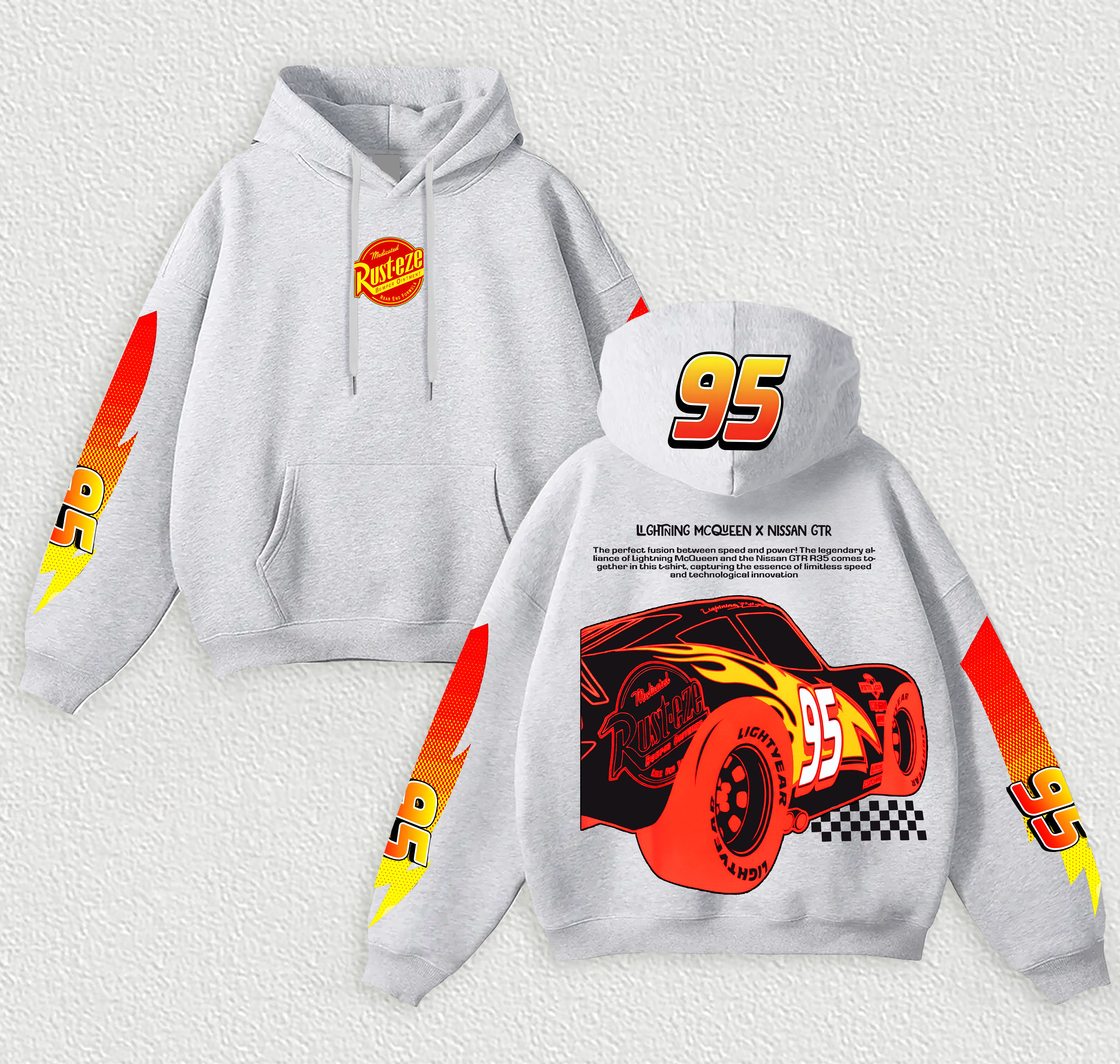 Lightning McQueen Printed Fleece-lined Unisex Hoodie Image - 8