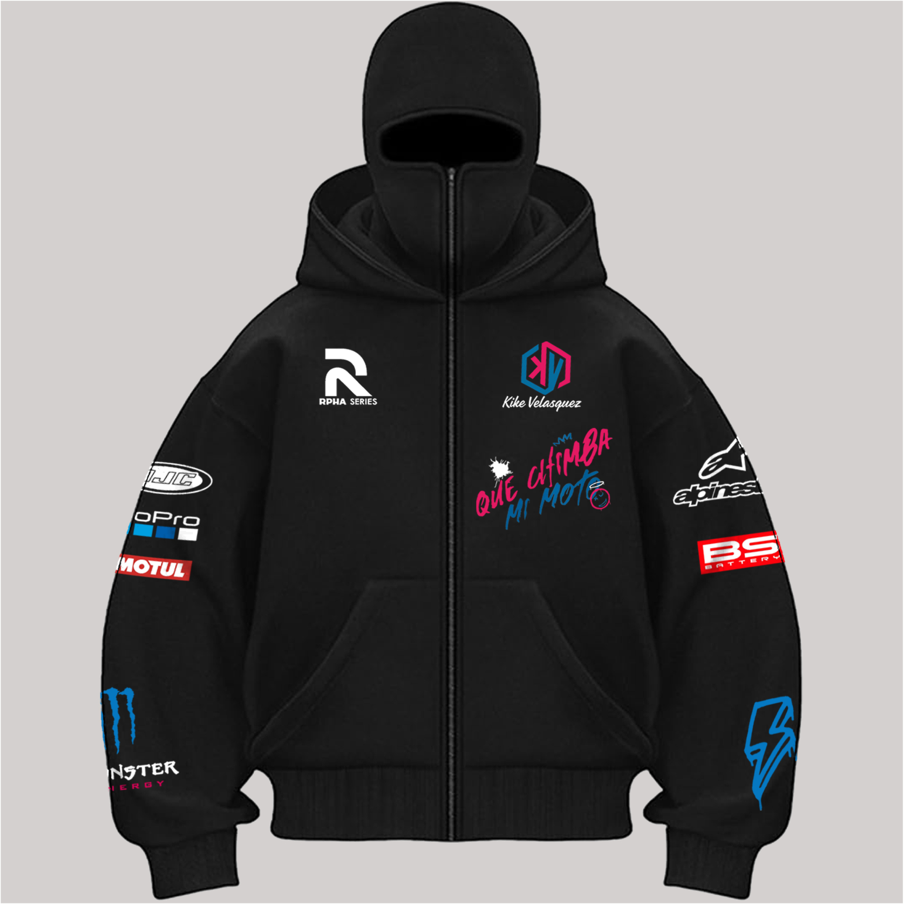 Monster Energy Savage MotoGP Printed Zippered Double Hooded Unisex Sports Cardigan Image - 3