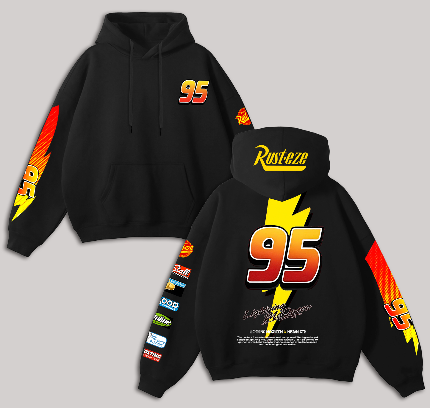 Lightning McQueen Printed Fleece-lined Unisex Hoodie Image - 4