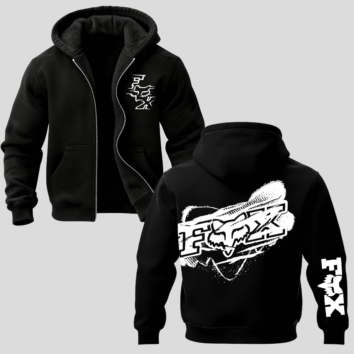 Fox Racing Printed Zippered Hooded Fleece Cardigan Image - 1