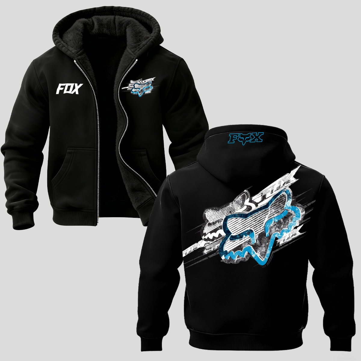 Fox Racing Printed Zippered Hooded Fleece Cardigan Image - 1