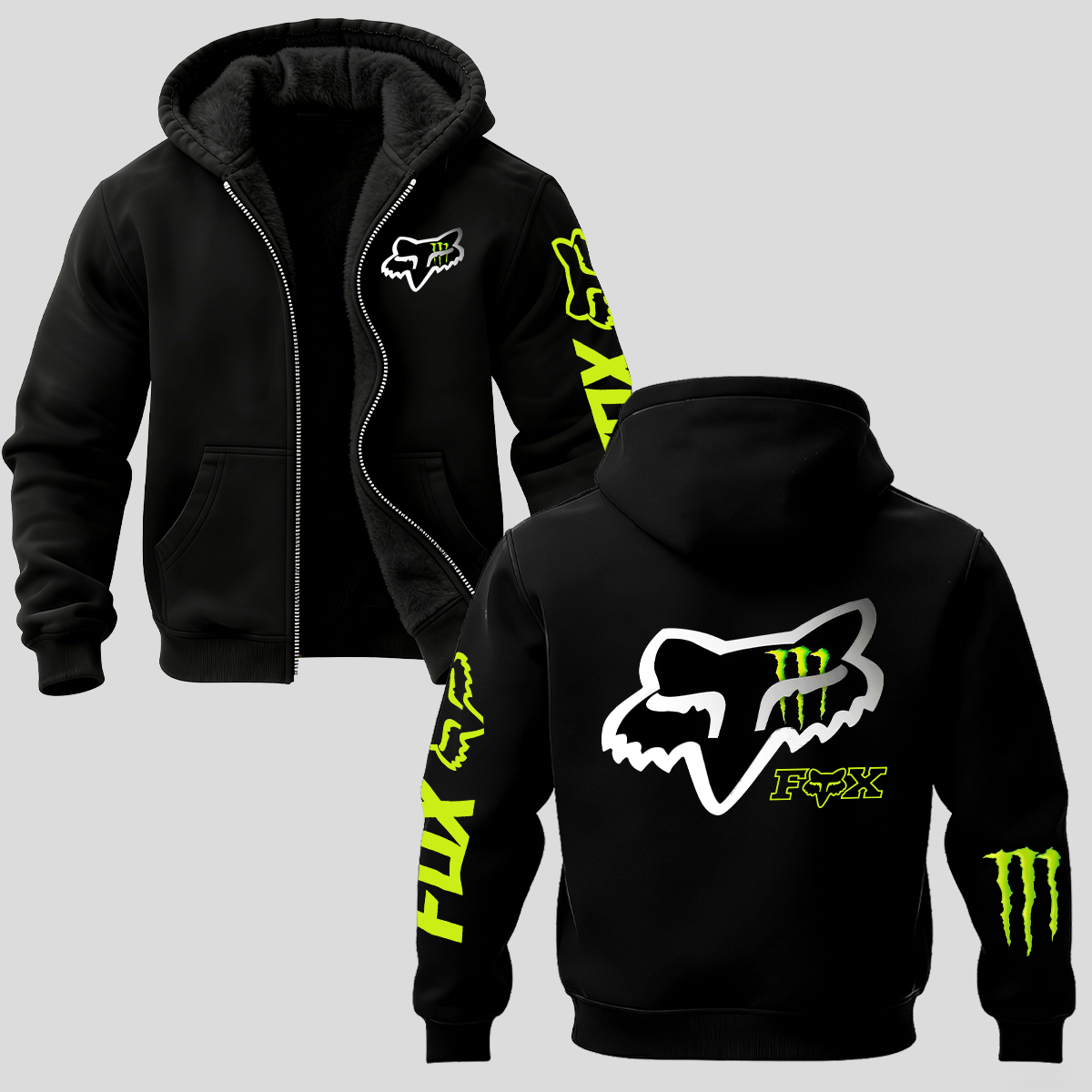 Fox Racing Printed Zippered Hooded Fleece Cardigan Image - 1