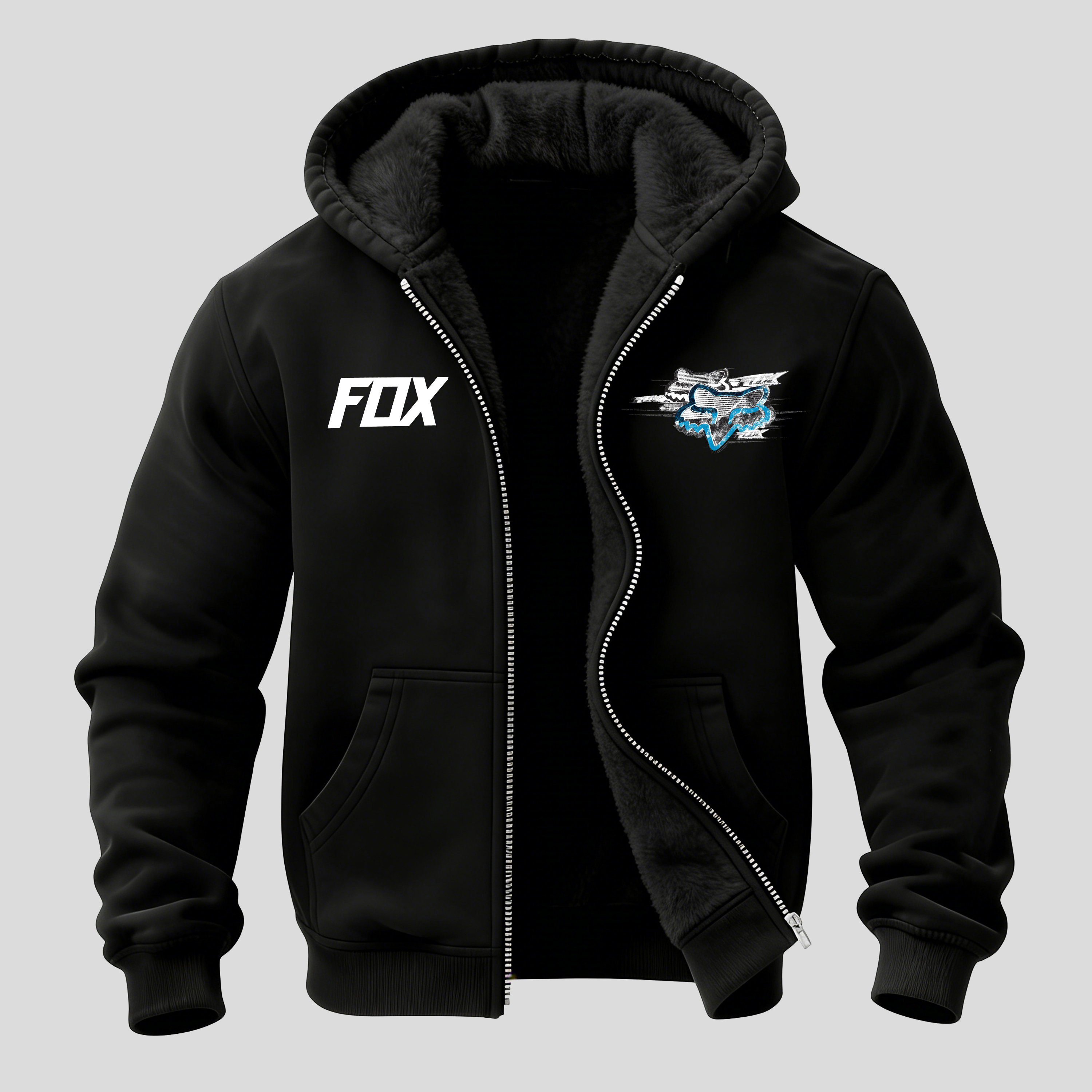 Fox Racing Printed Zippered Hooded Fleece Cardigan Image - 2