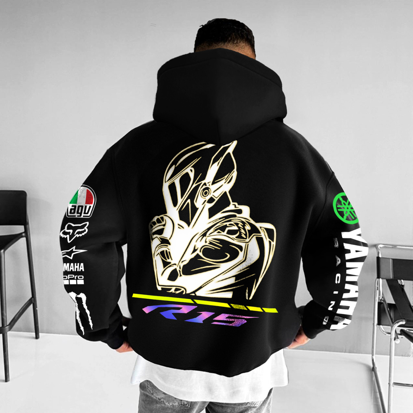 Yamaha R15 Printed Fleece-lined Unisex Hoodie Image - 5