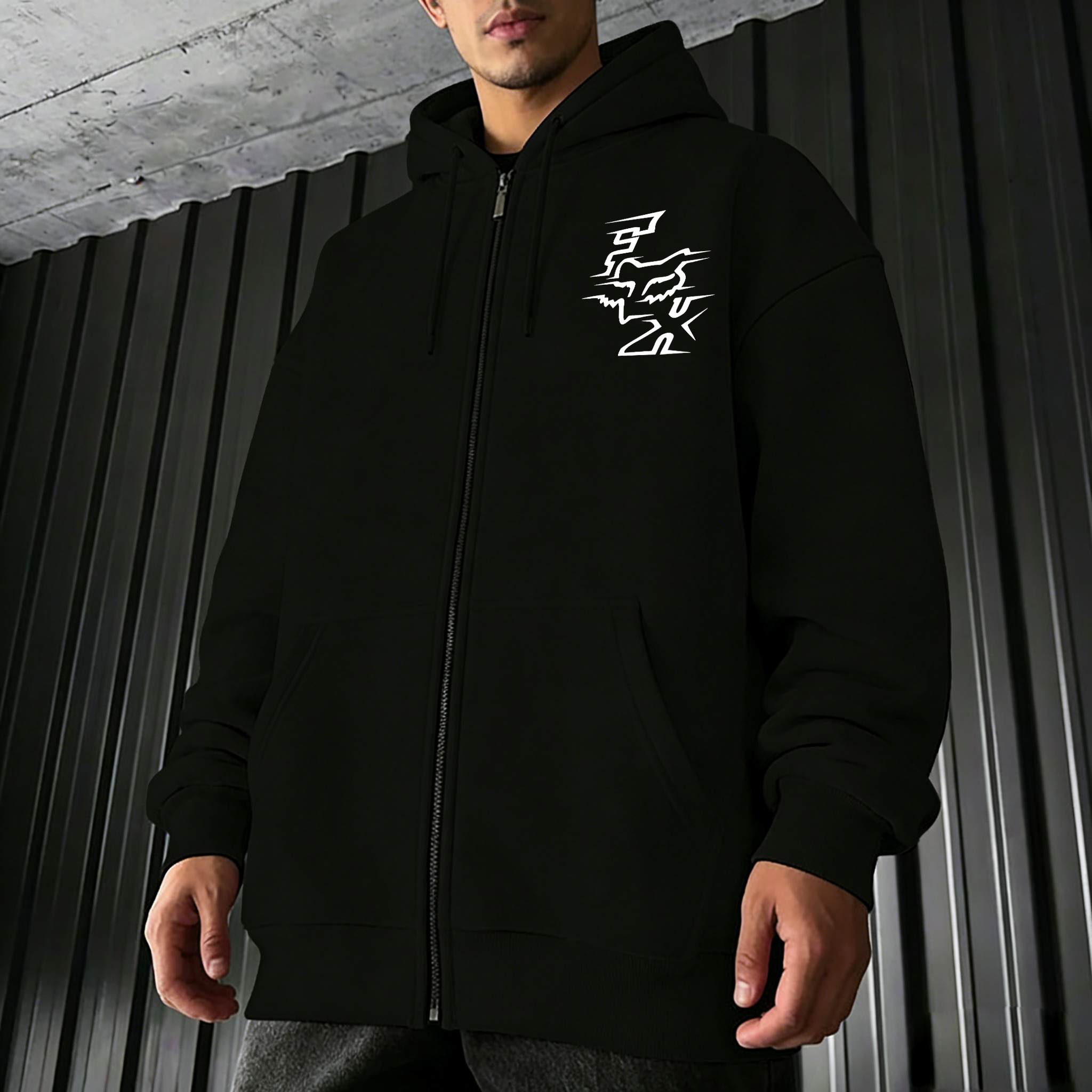 Fox Racing Printed Zippered Hooded Fleece Cardigan Image - 5