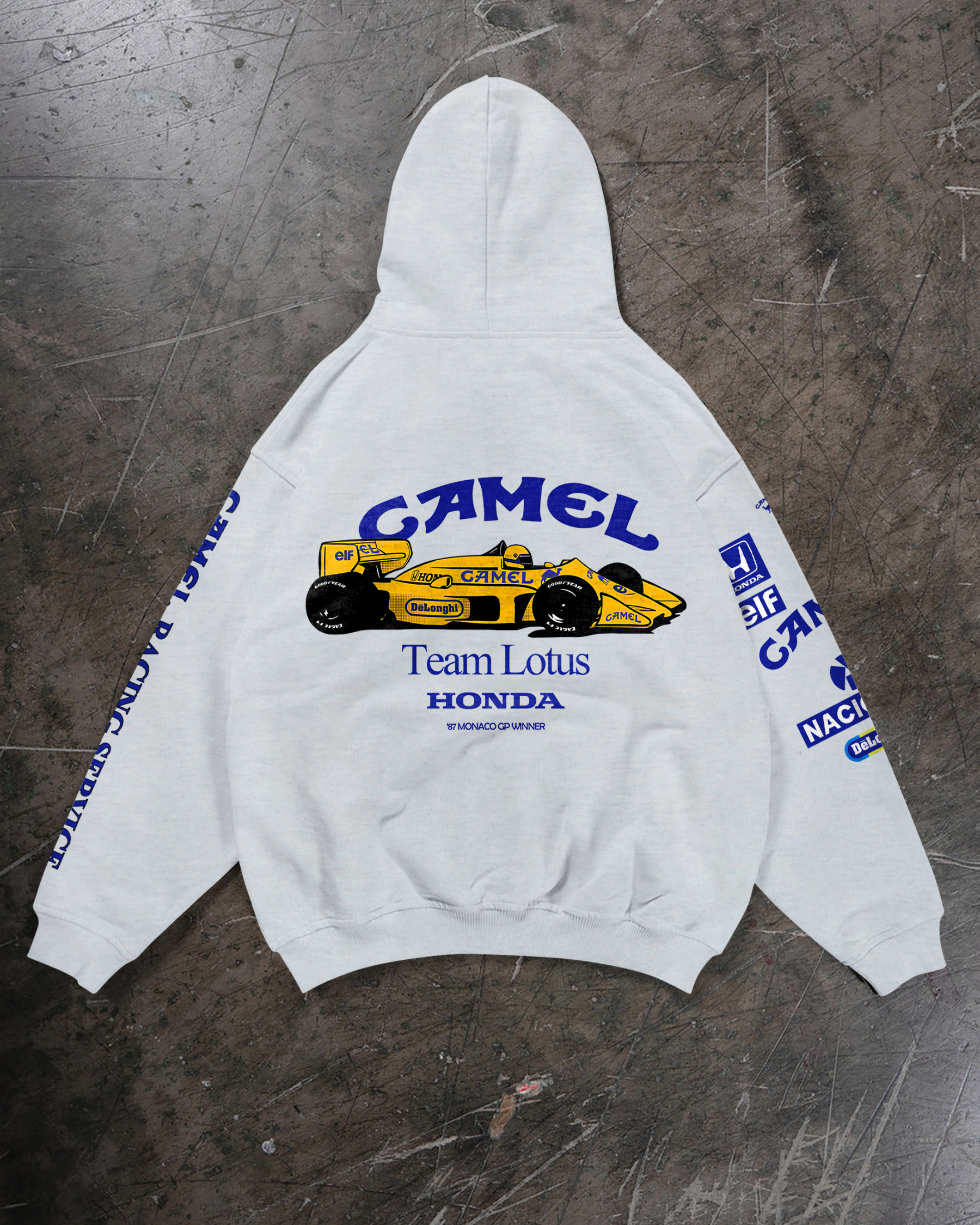 Camel Team Lotus Honda Ayrton Senna Printed Fleece-lined Unisex Hoodie Image - 5
