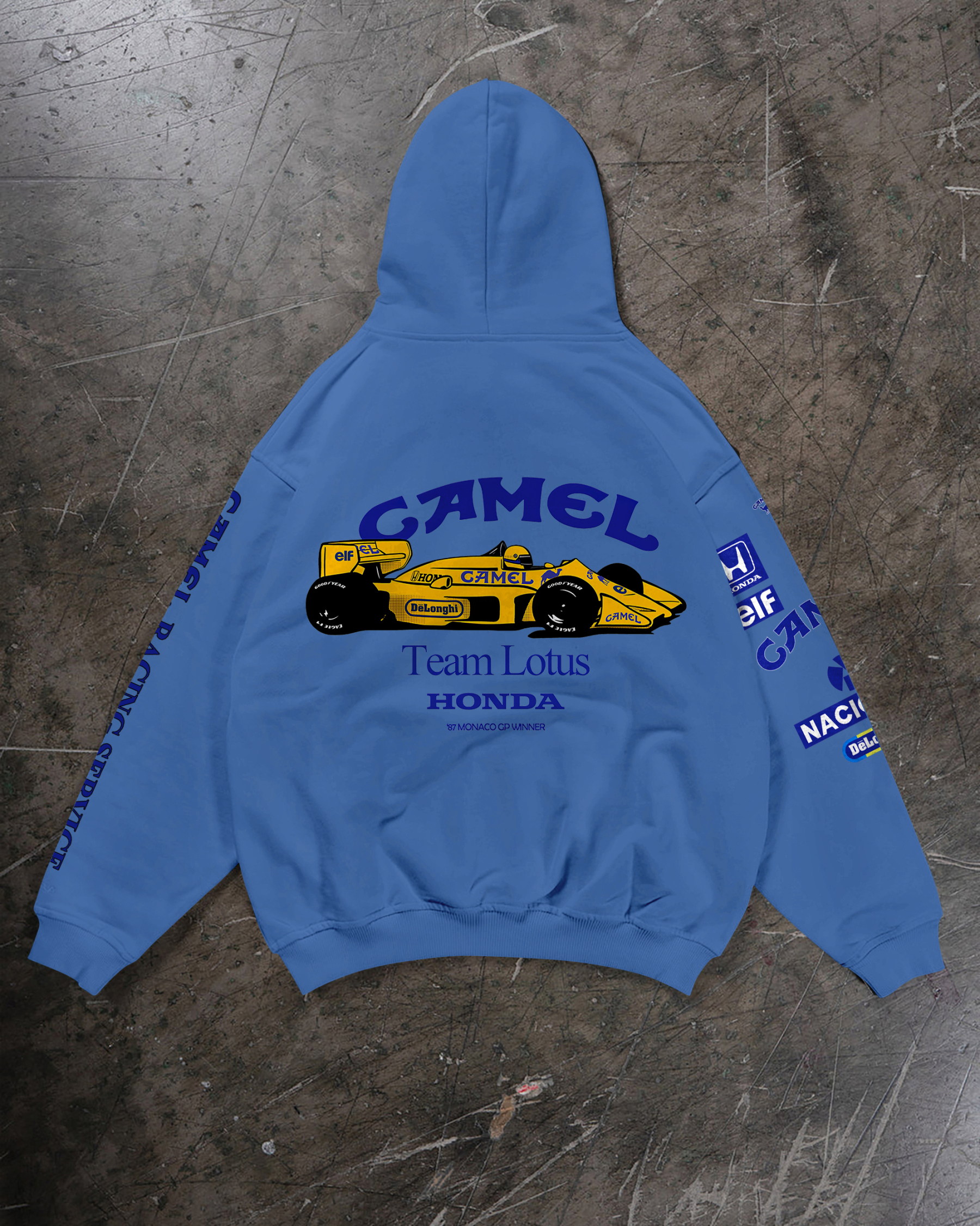 Camel Team Lotus Honda Ayrton Senna Printed Fleece-lined Unisex Hoodie Image - 3