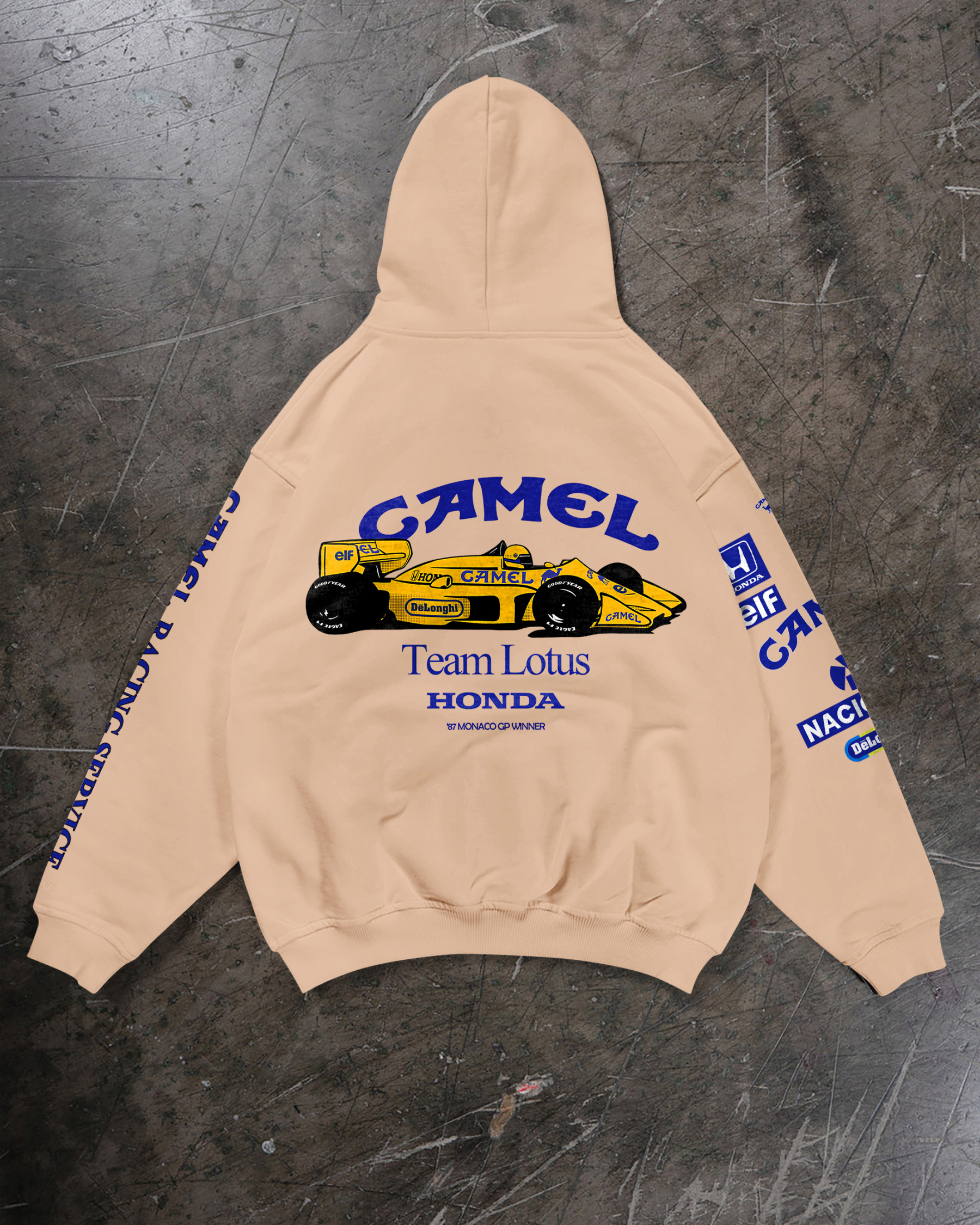 Camel Team Lotus Honda Ayrton Senna Printed Fleece-lined Unisex Hoodie Image - 9