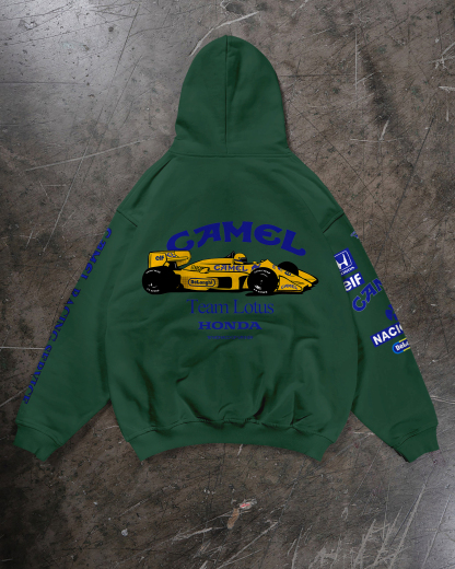 Camel Team Lotus Honda Ayrton Senna Printed Fleece-lined Unisex Hoodie Image - 11