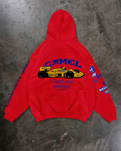 Camel Team Lotus Honda Ayrton Senna Printed Fleece-lined Unisex Hoodie Image - 15