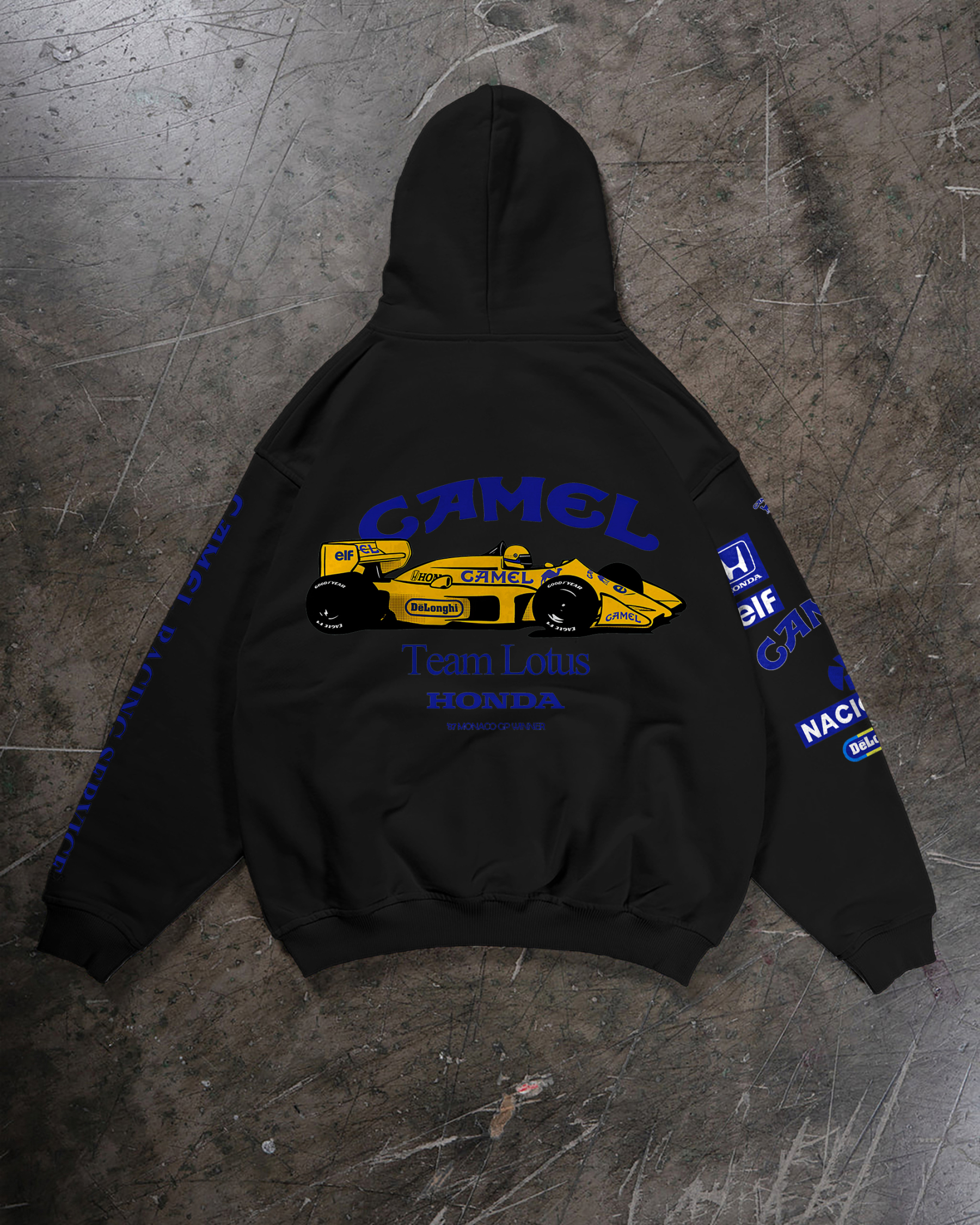 Camel Team Lotus Honda Ayrton Senna Printed Fleece-lined Unisex Hoodie Image - 17