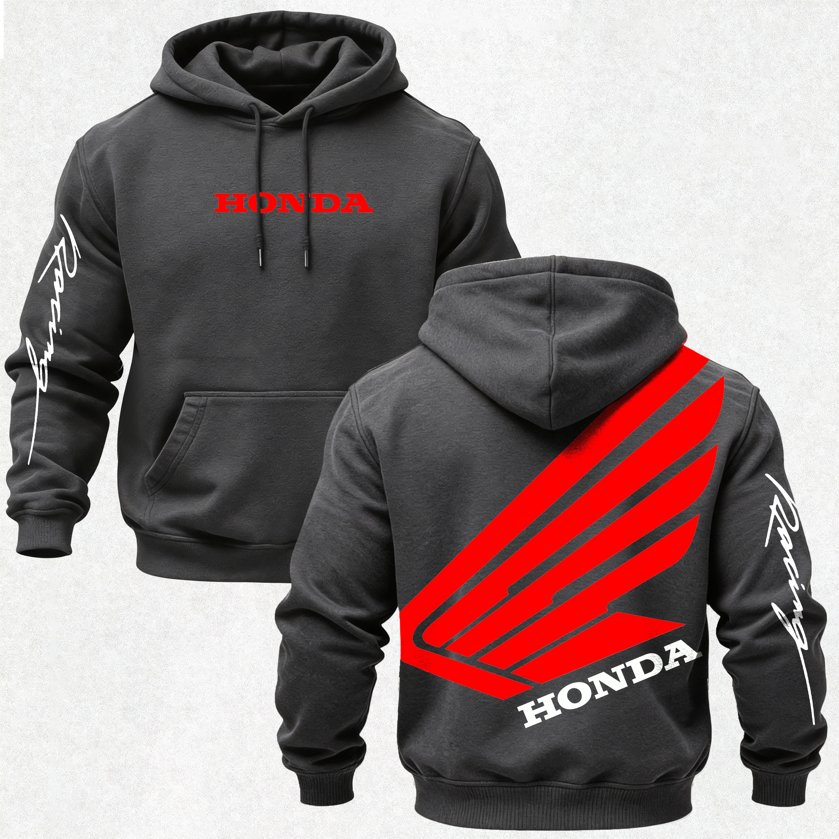 Honda Racing Printed Fleece-lined Unisex Hoodie Image - 10