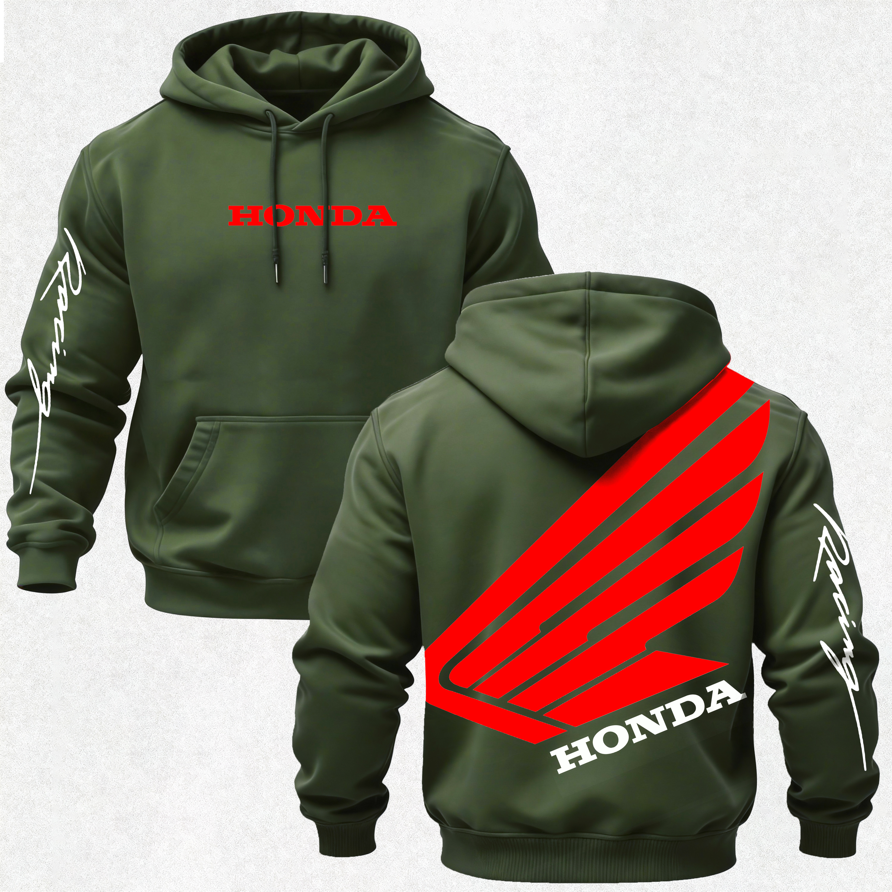 Honda Racing Printed Fleece-lined Unisex Hoodie Image - 28