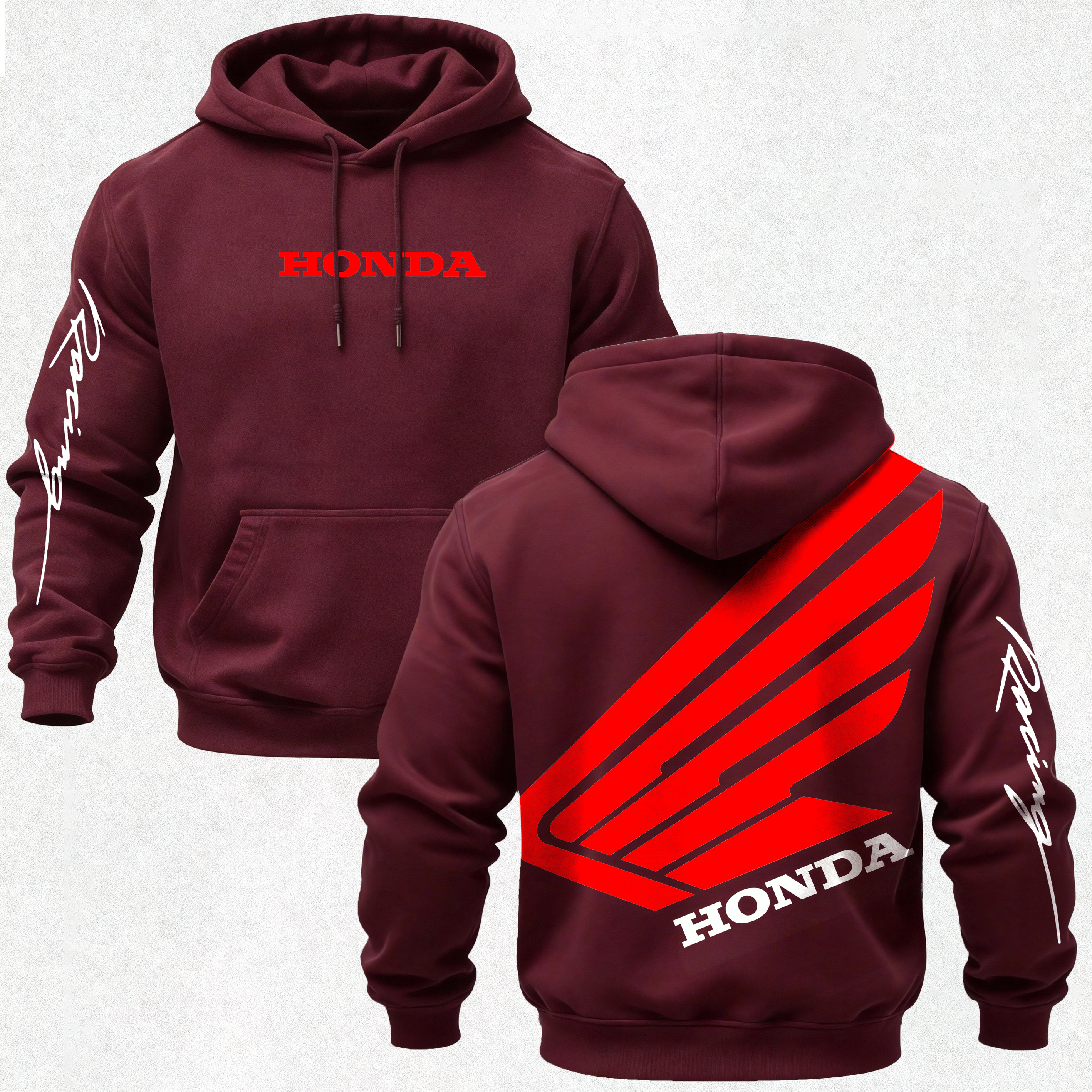 Honda Racing Printed Fleece-lined Unisex Hoodie Image - 31