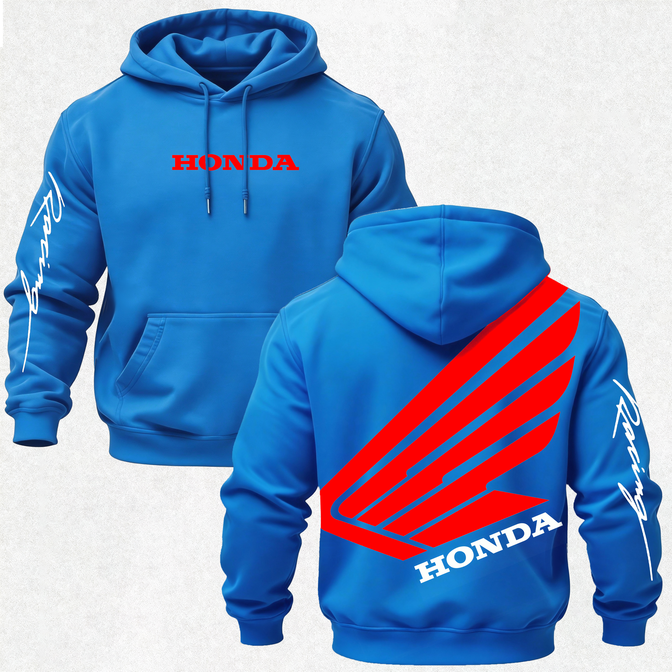 Honda Racing Printed Fleece-lined Unisex Hoodie Image - 16