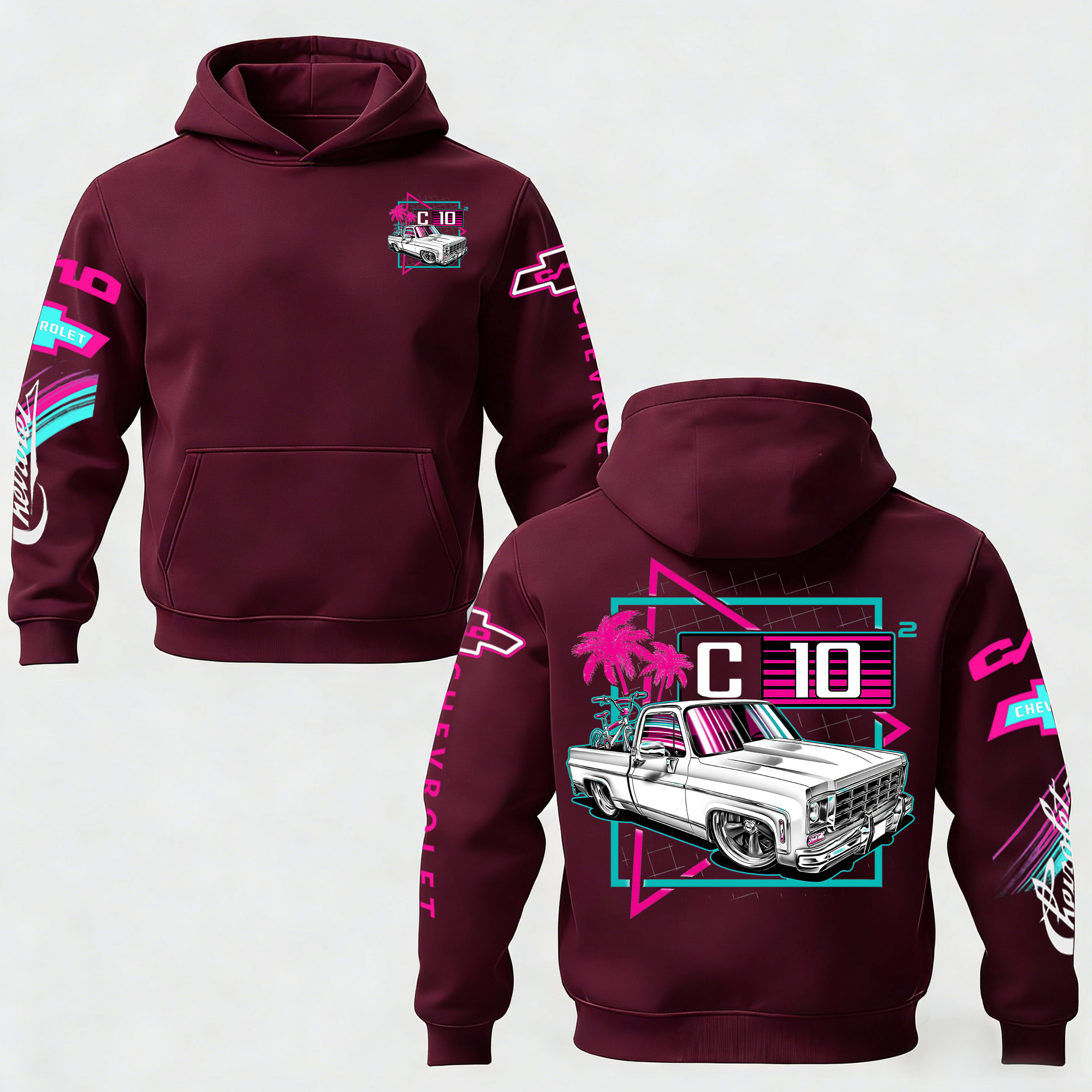 Chevrolet C10 Printed Fleece-lined Unisex Hoodie Image - 11