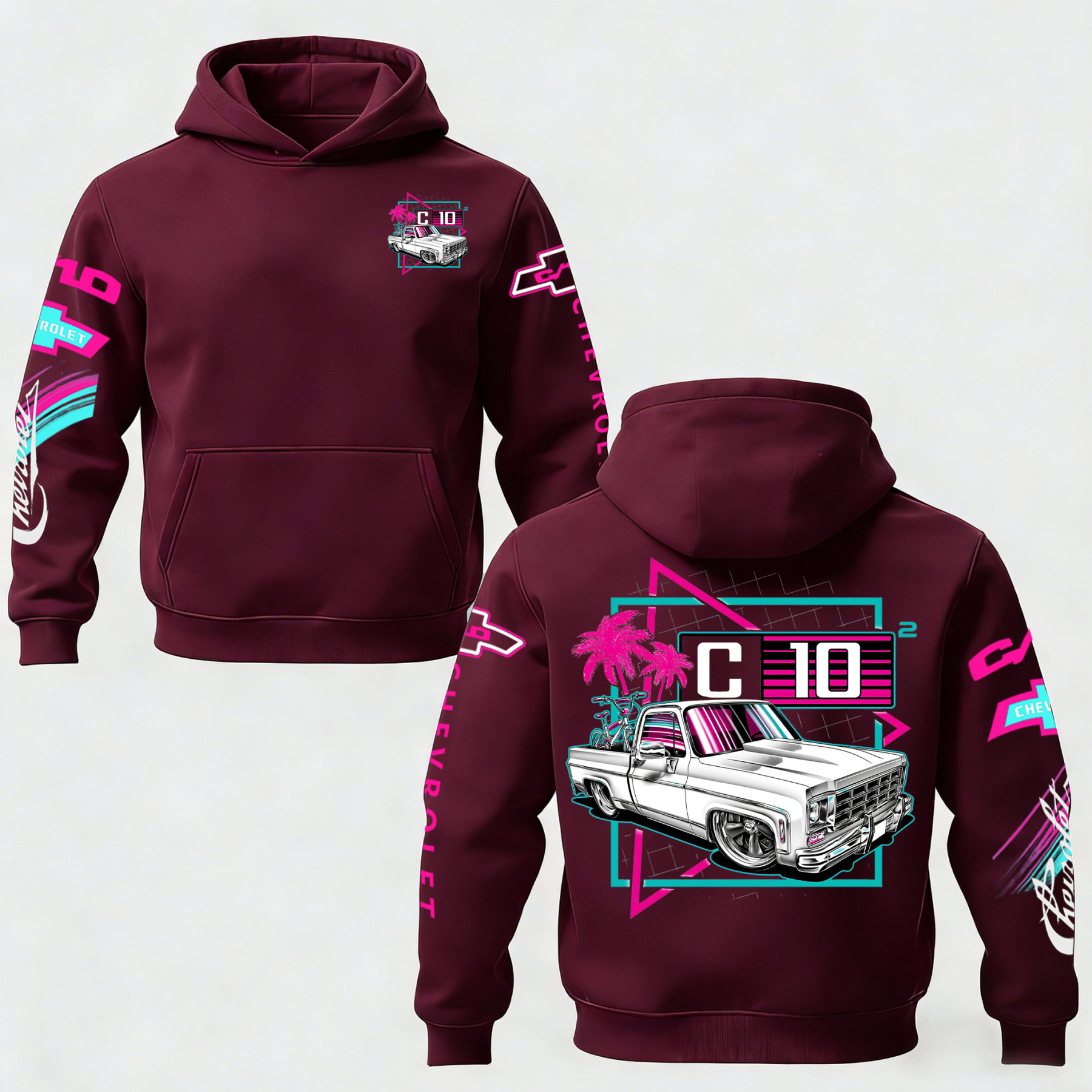 Chevrolet C10 Printed Fleece-lined Unisex Hoodie Image - 11