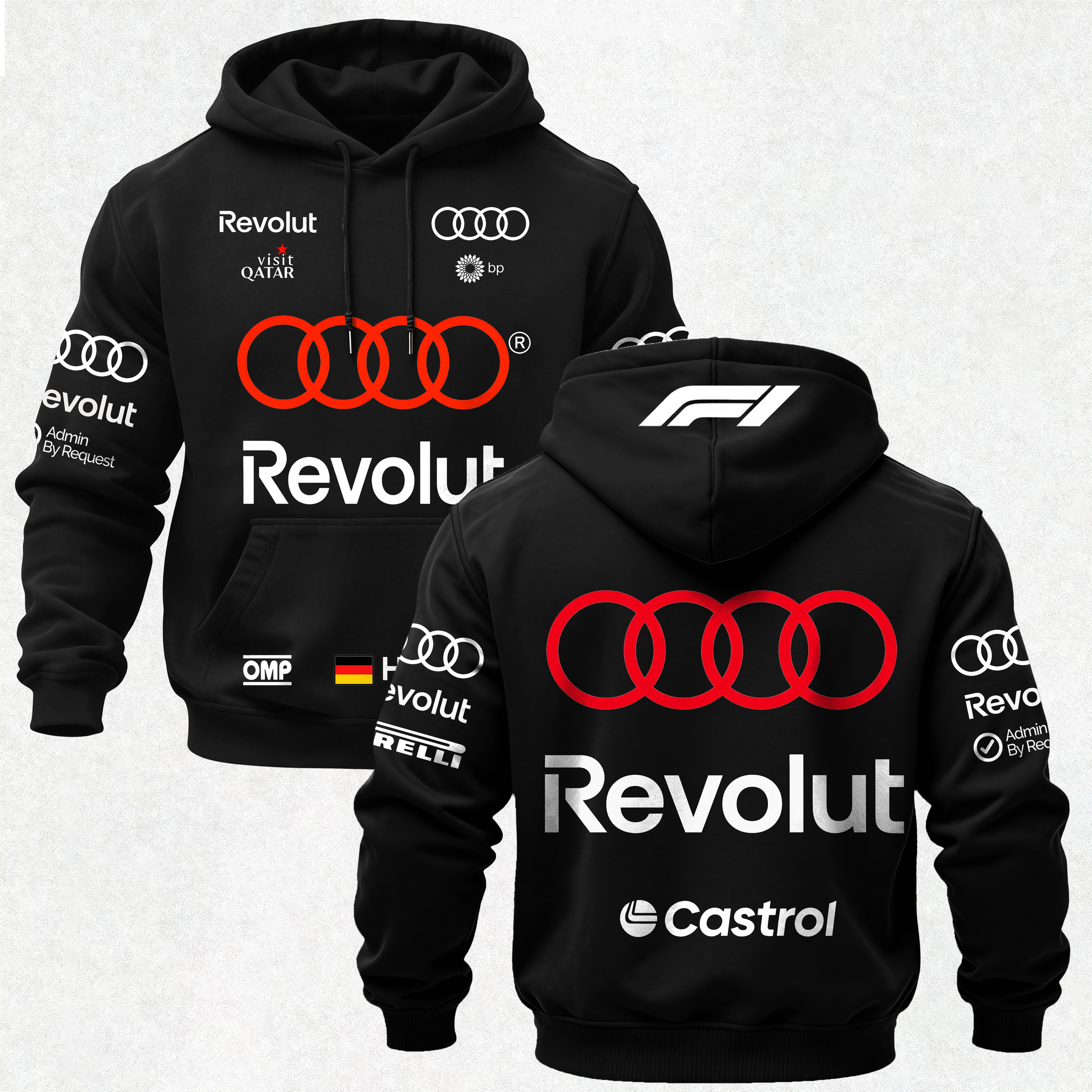 Audi Revolut F1 Printed Fleece-lined Unisex Hoodie Image - 4