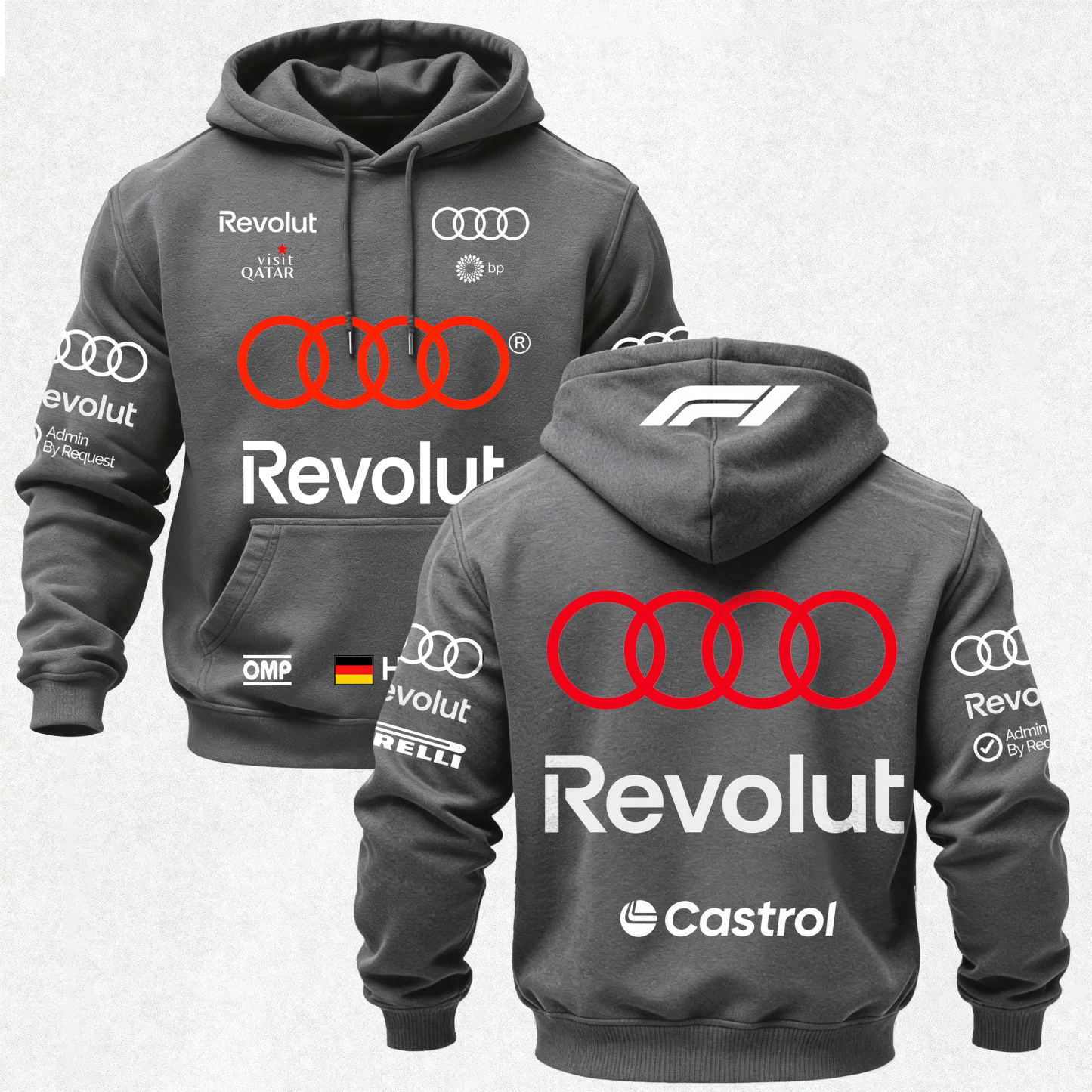 Audi Revolut F1 Printed Fleece-lined Unisex Hoodie Image - 13