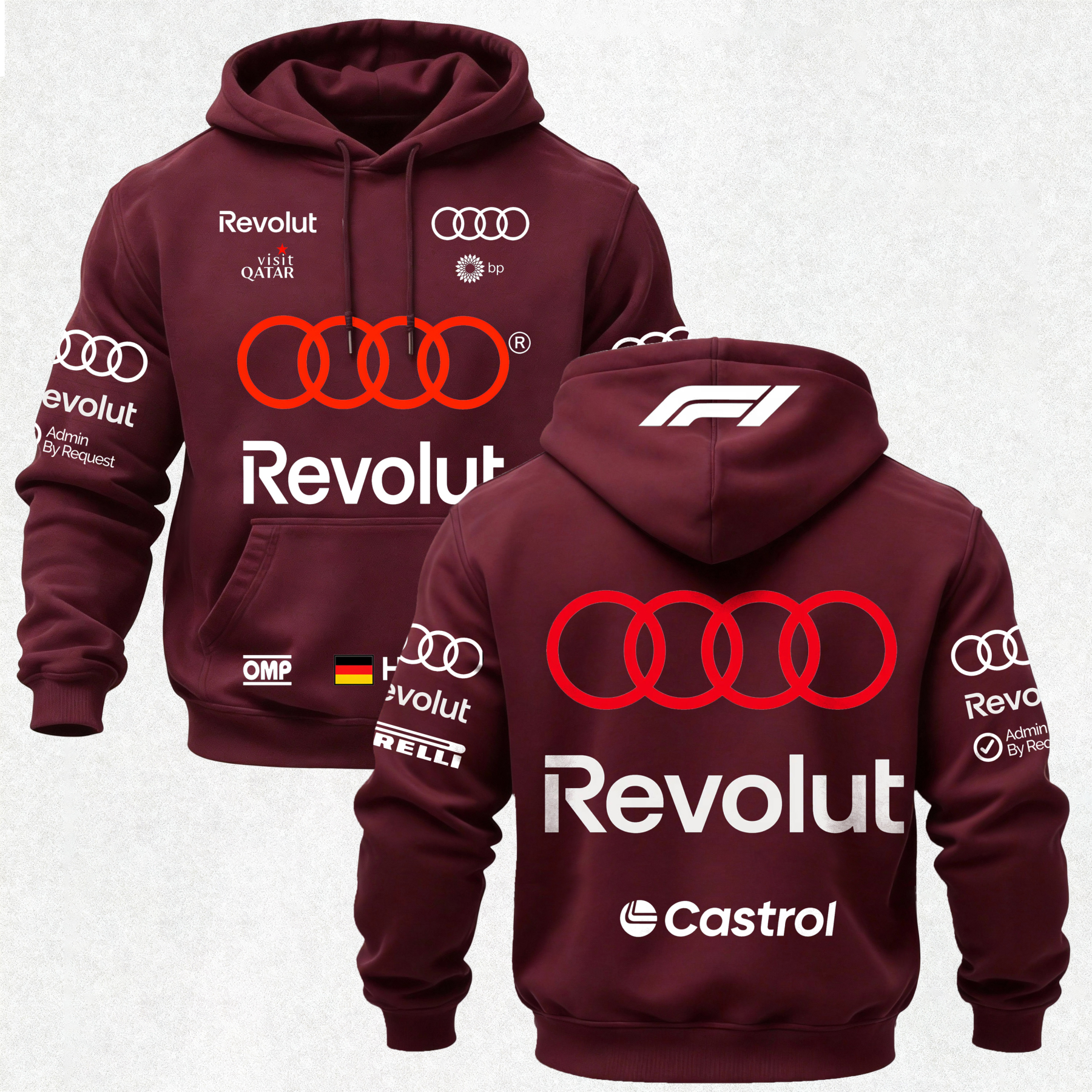 Audi Revolut F1 Printed Fleece-lined Unisex Hoodie Image - 22