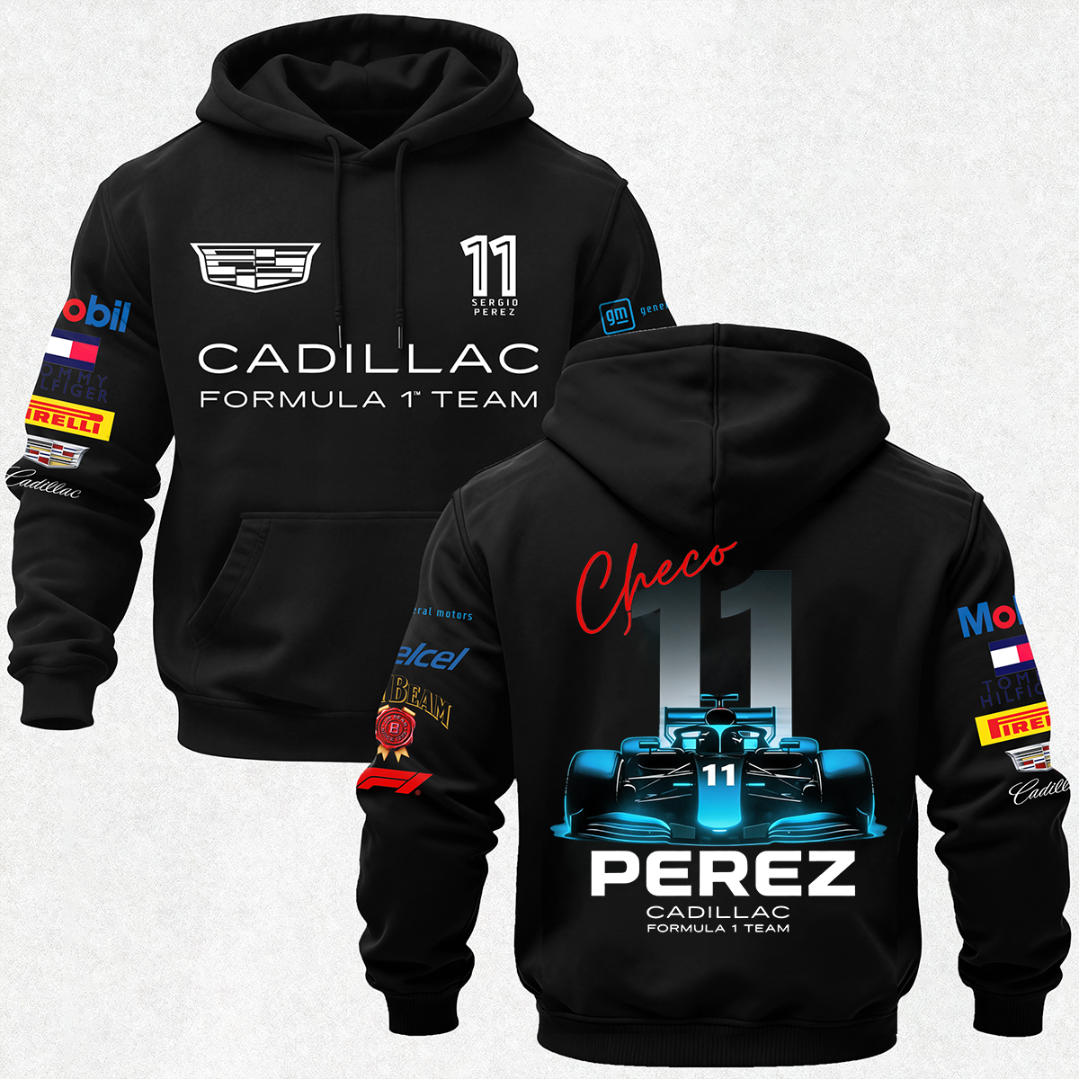 Cadillac Formula 1 Team Sergio Pérez Printed Fleece-lined Unisex Hoodie Image - 1